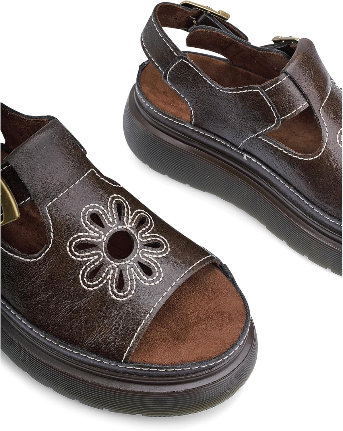 Platform Sandals for Women Chunky Ankle Buckle Casual Open Toe Comfortable Flower Decoration Fisherman Sandals - Image 8