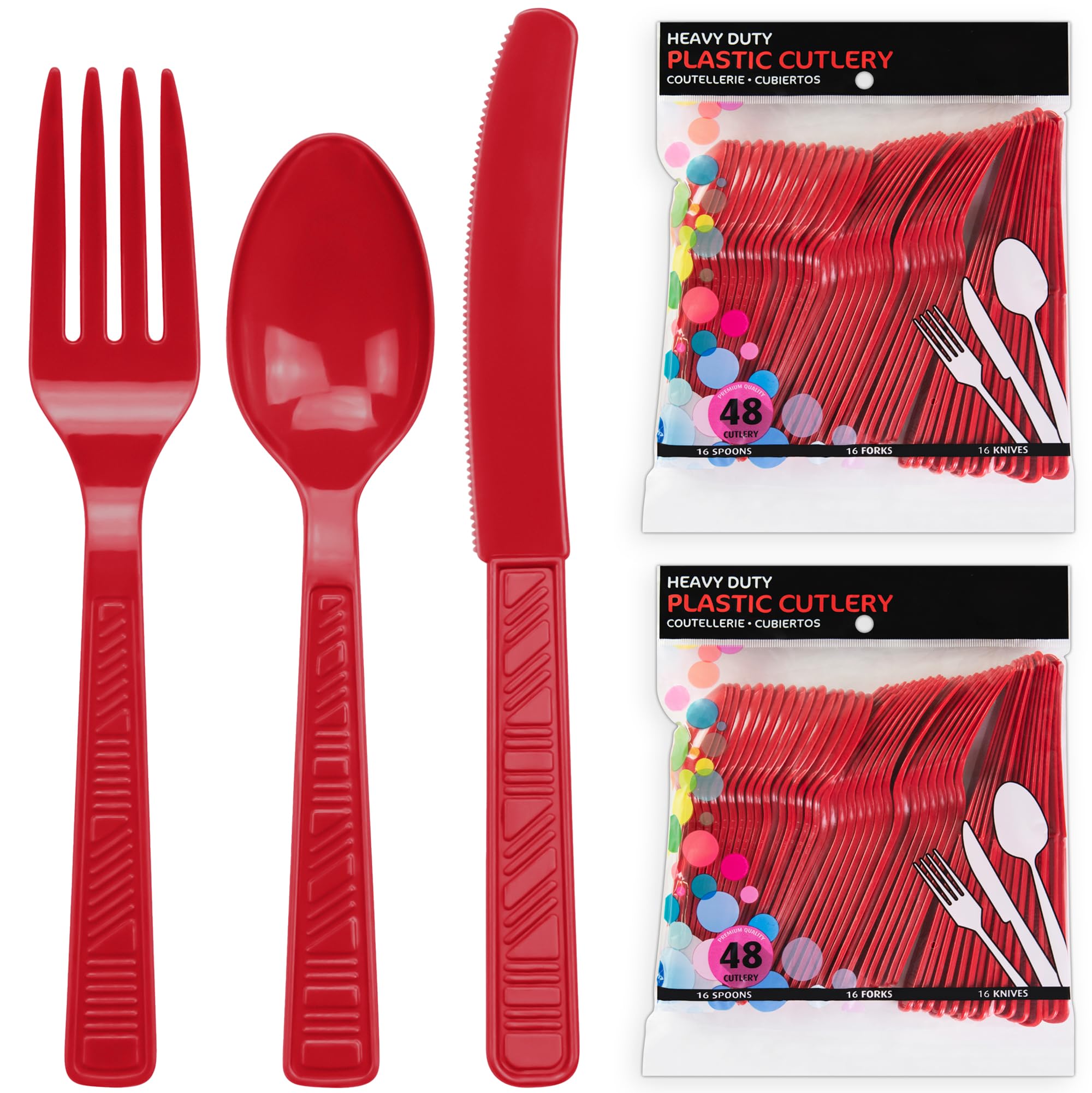 Amazon.co.jp: DecorRack プラスチックカトラリーセット レッド