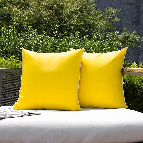 Kevin Textile Fundas de almohada cuadradas impermeables para exteriores, fundas de almohada modernas, para patio, sofá y banco, 2 piezas de 18 x 18