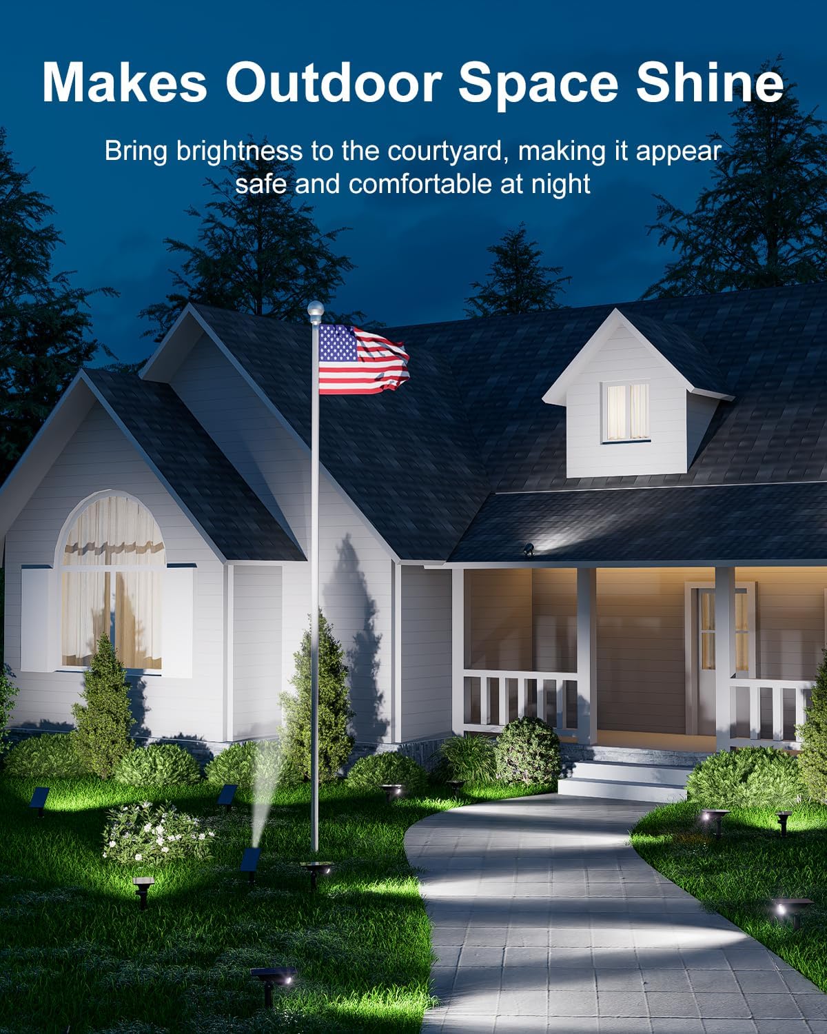 6 Pack Solar Power Spot Lights Outdoor Waterproof LED Dusk to Dawn Landscape Spotlight Lamp for Outside Yard, Tree, Flag, Plants, Garden, Statues, Outside, 3 Modes, 18 Hours Accent Ambient Lighting