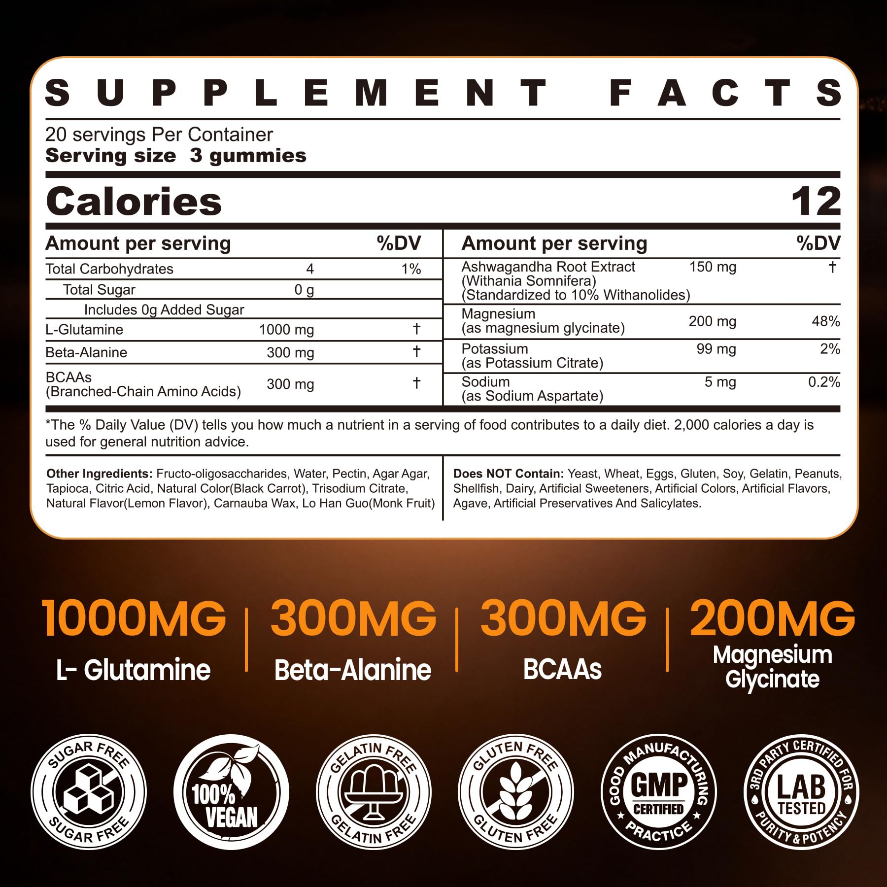 L-Glutamine 1000mg Gummies for Women & Men,Post-Workout Recovery Supplement — Amazon image 2