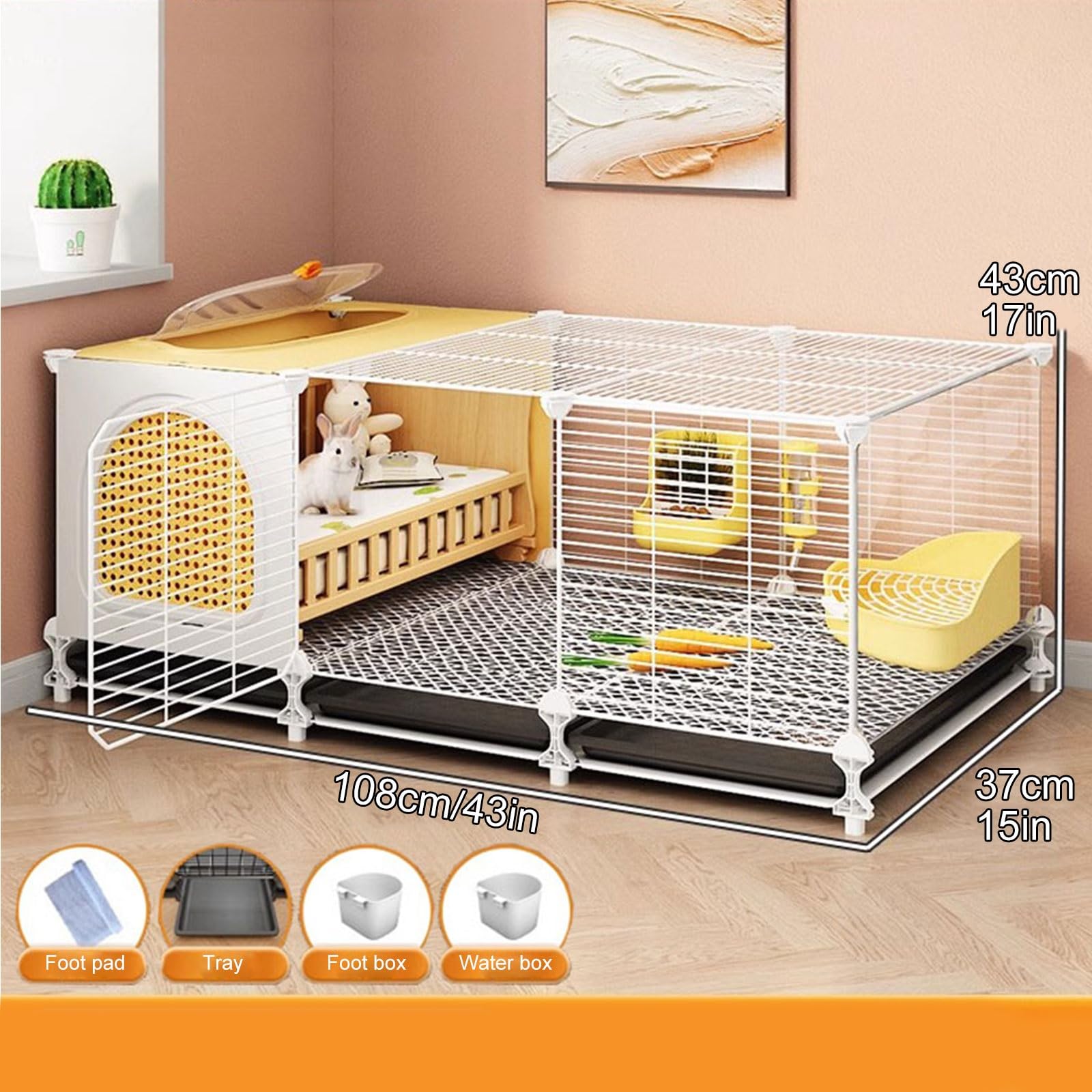 Jaula Grande para Conejos, Jaulas de Metal para Animales Pequeños para Ratas Adultas, Conejos, Hurones, Chinchillas, Gatos, Cobayas y Hámsteres Grandes
