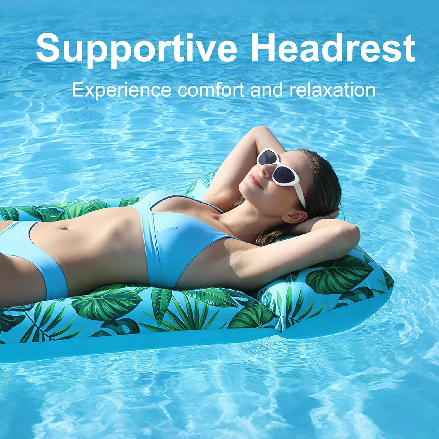 2 Pack Inflatable Pool Floats Adult Heavy Duty Pool Lounger Float Pool Rafts with Headrest Drink Holder Lake Floats Tanning Pool Lounger for Swimming Pools Party Beach