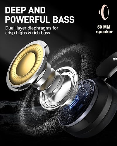 Miniatura 2 de Auriculares híbridos con cancelación activa de ruido T30s, auriculares inalámbricos Bluetooth sobre la oreja, controladores de 1.969 in, graves