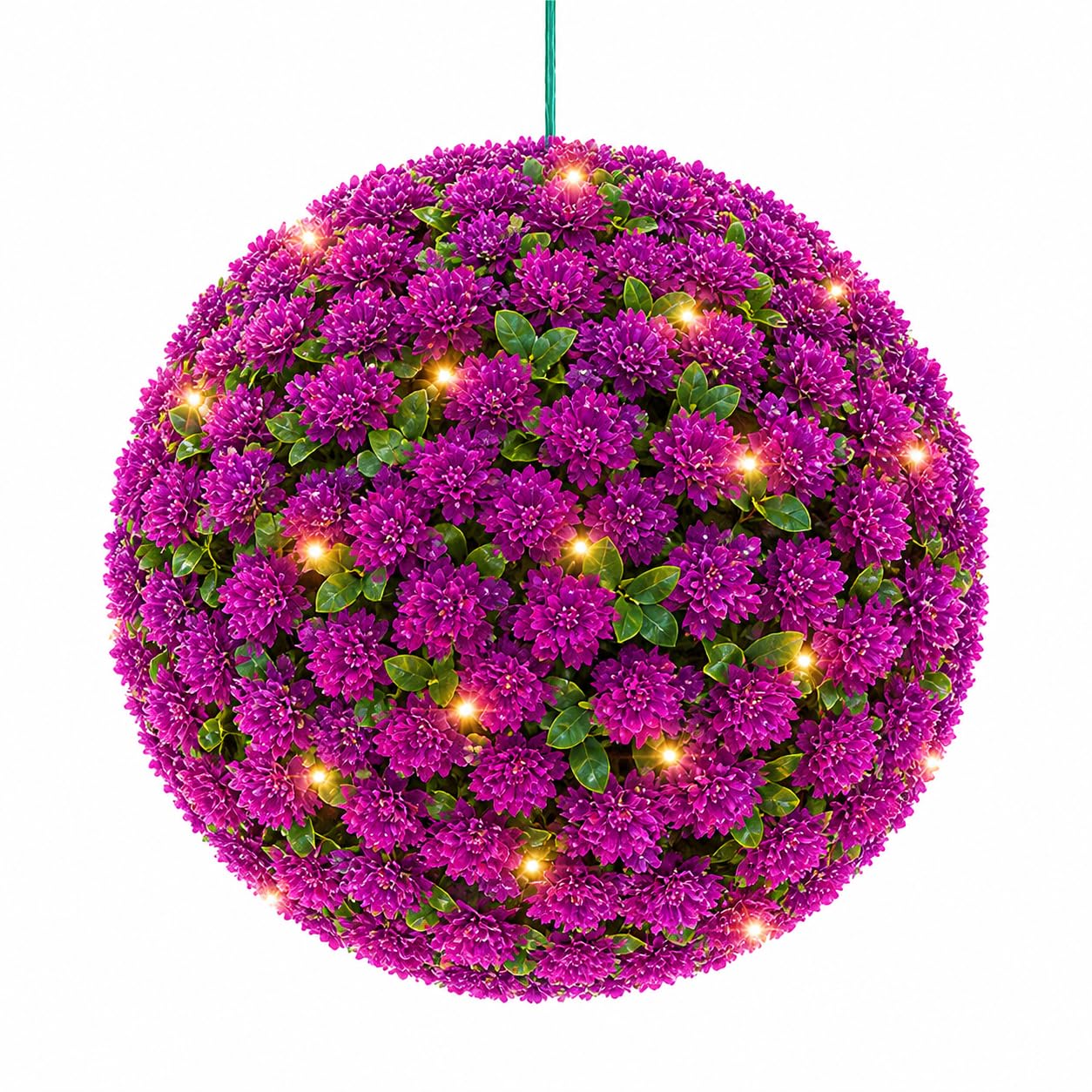 BURAKH Coloured Solar Topiary Ball Lights 27cm Hanging Garden LED Light 20 LEDs Outdoor Decorative Sphere Waterproof No Maintenance (Purple)