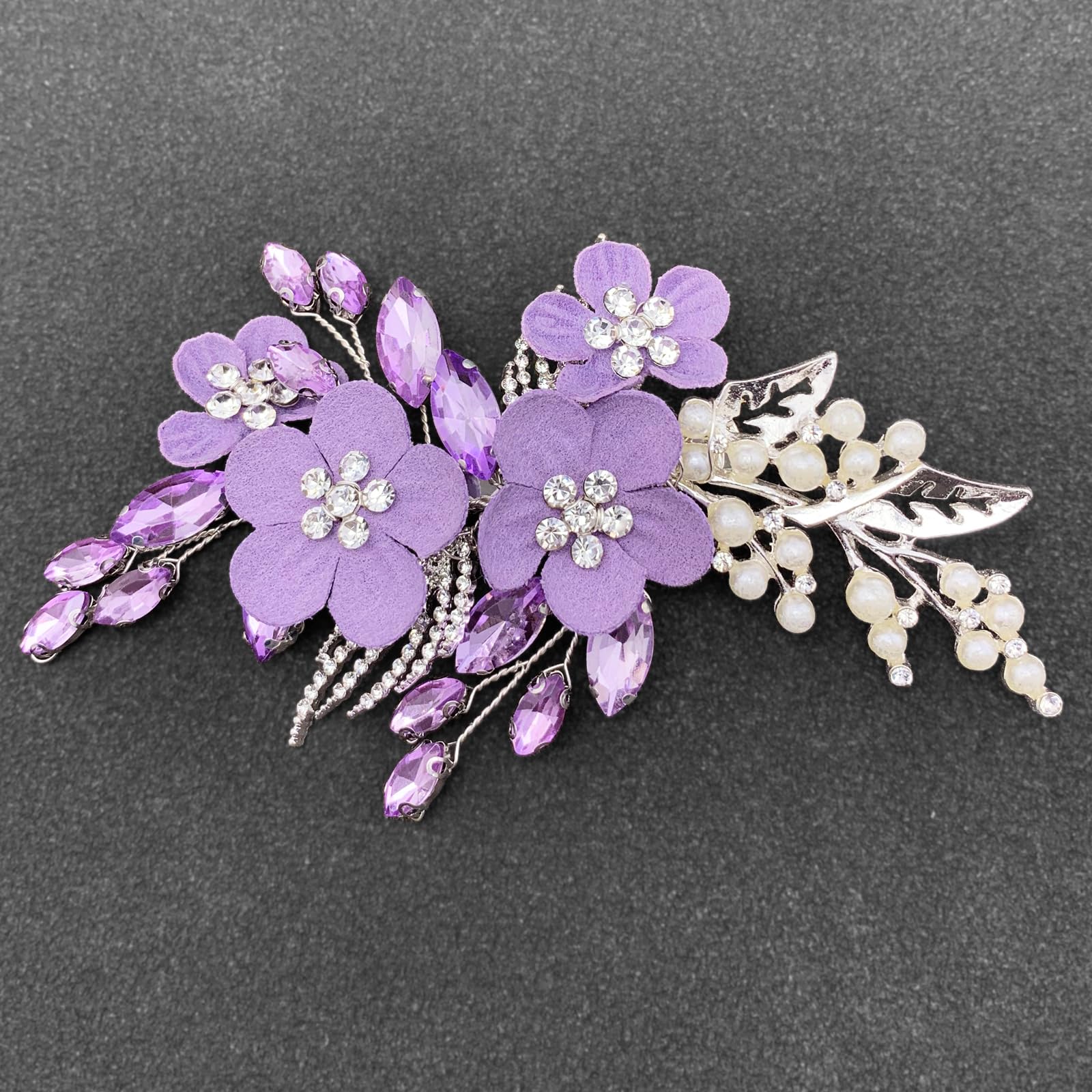 Amazon.com : PRETTYLIFE Purple Flower Hair Clips Bridal 
