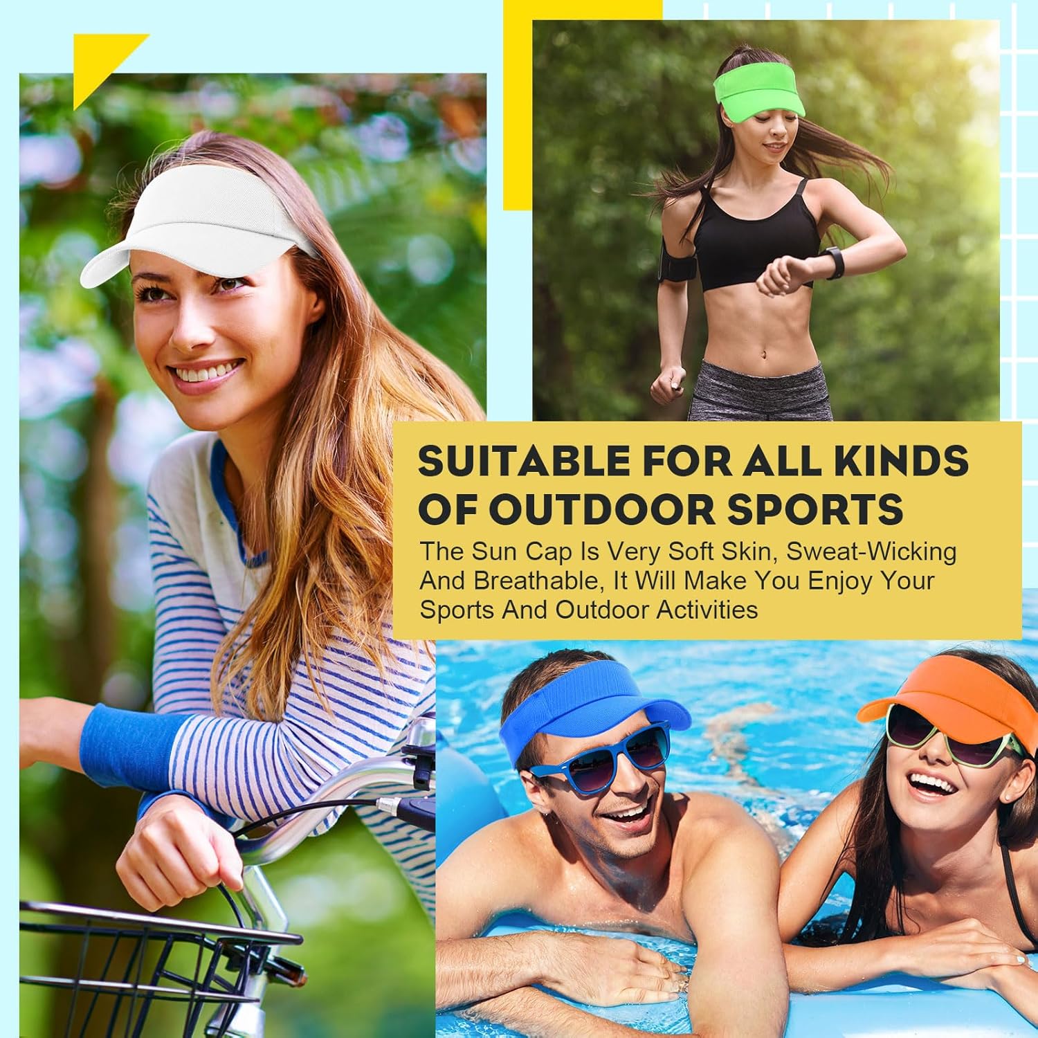 Silkfly 50 Pack Sun Visor Caps Adjustable Sports Athletic Cap UV Protection Sun Visor Hat Men Women Tennis - Image 6