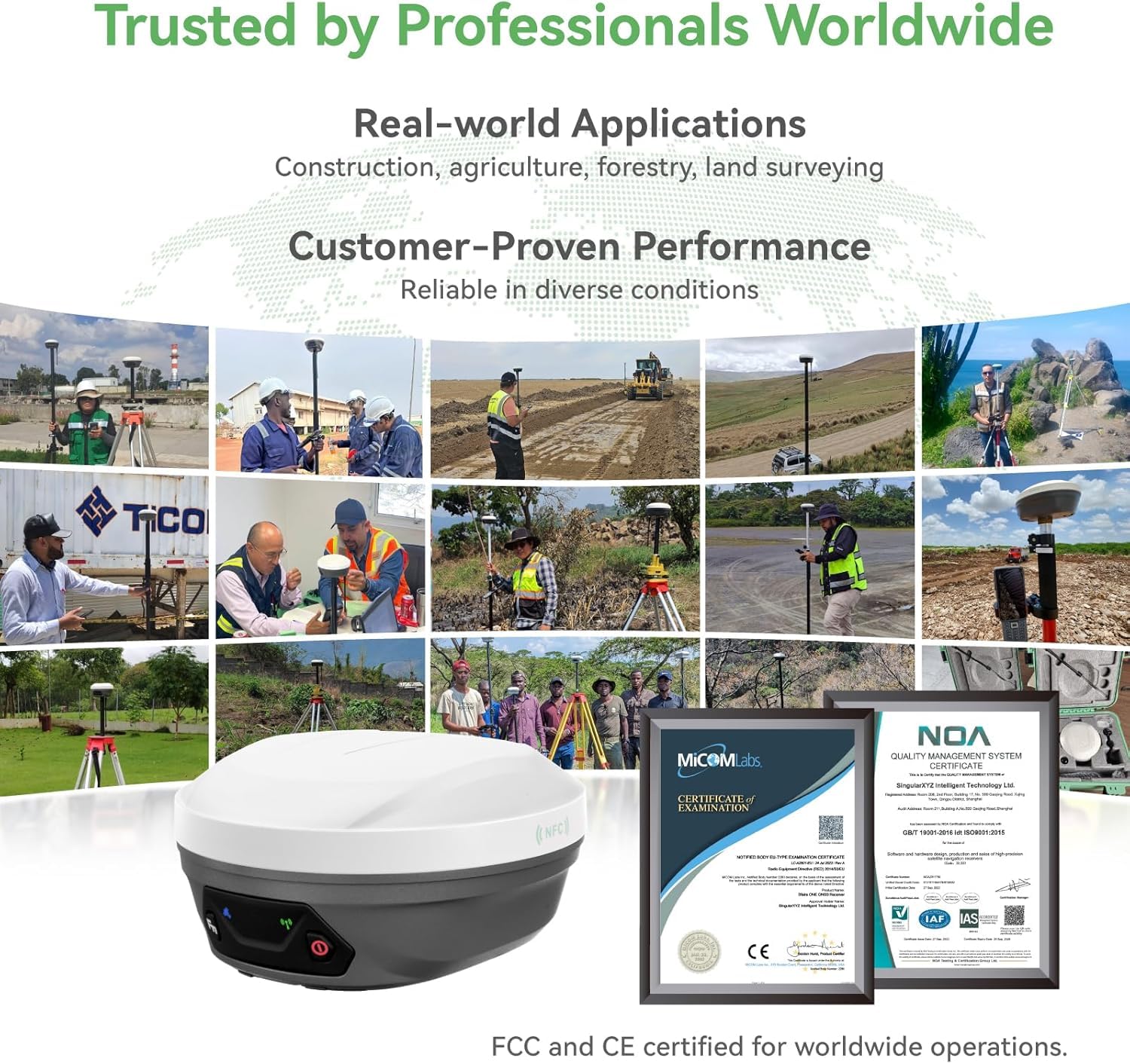 Estación Base E1 Lite RTK, Receptor GPS GNSS de Alta precisión para topografía, mapeo de Drones y RTK Rover, Certificado FCC, Compatible con receptores GNSS RTK de terceros (sin trípode)