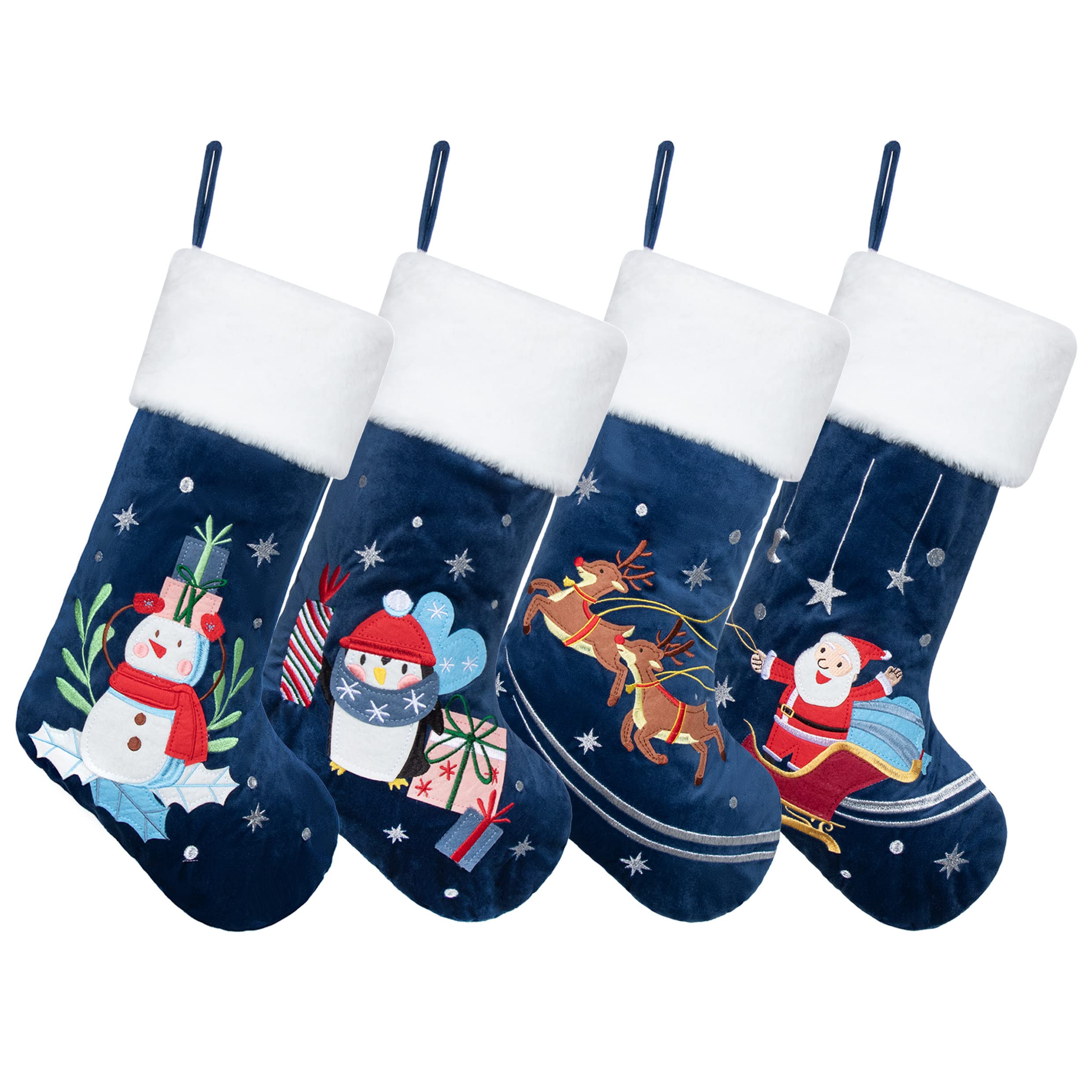 LUBOT Lot de 4 chaussettes de Noël pour enfants et chiens, motif étoilé, motif nuit sombre, 2022