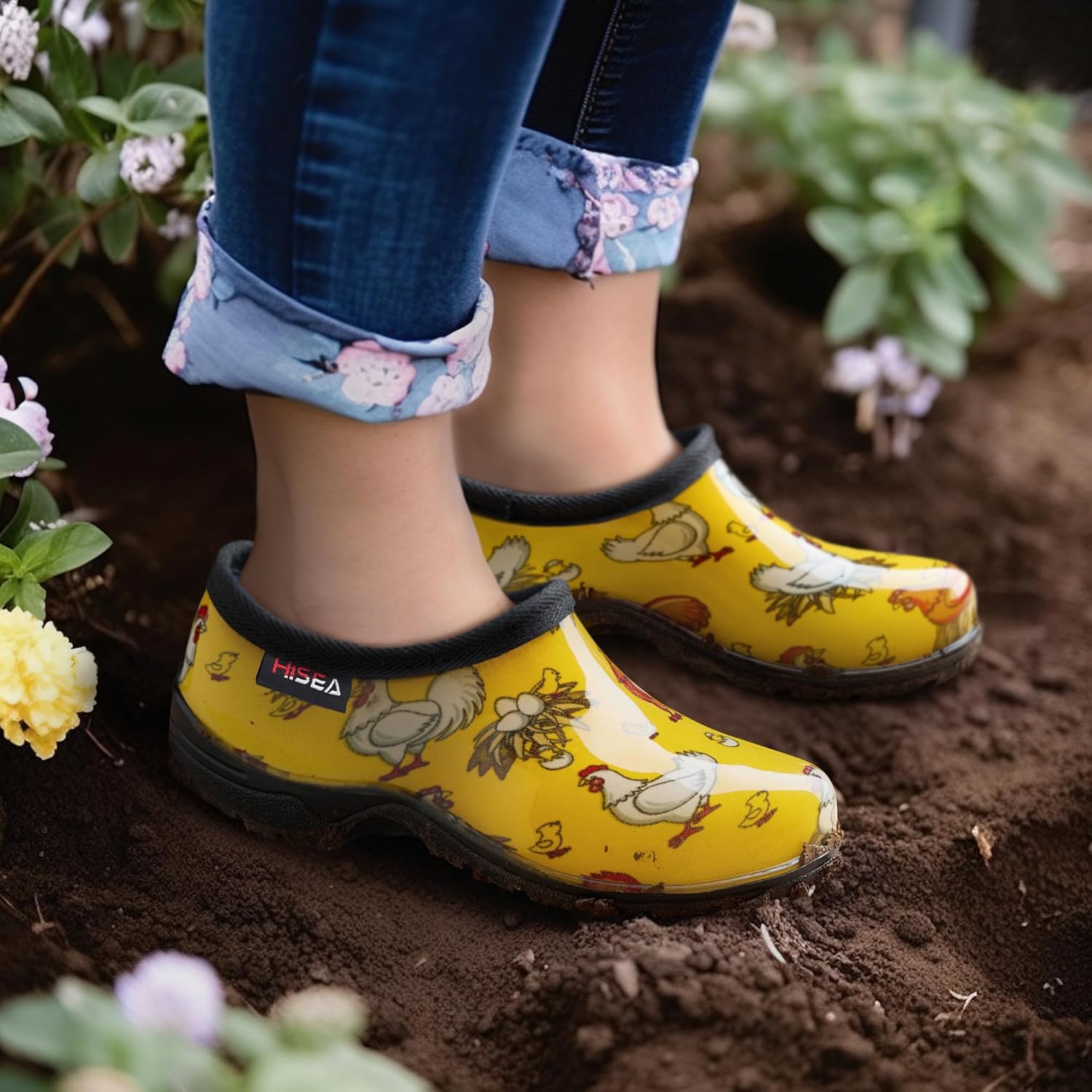 HISEA Waterproof Garden Shoe for Women Outdoor Slip-On Rain Boots Rubber... - Picture 9 of 55