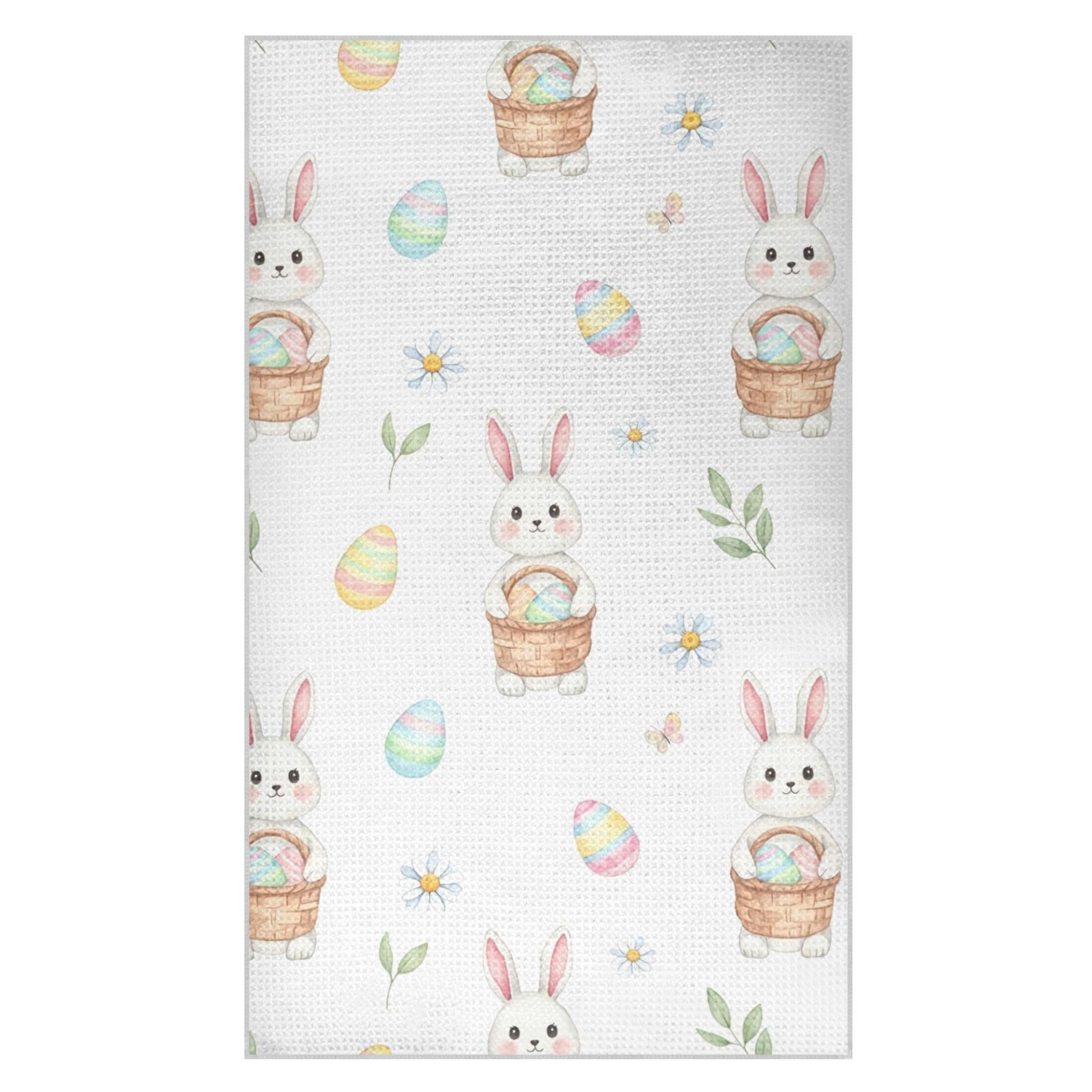 Kutsu Bunny Waffle Weave Kitchen Towels Absorbent Quick Drying Dish Towels for Kitchen, Decorative Tea Towel, 18x30 in