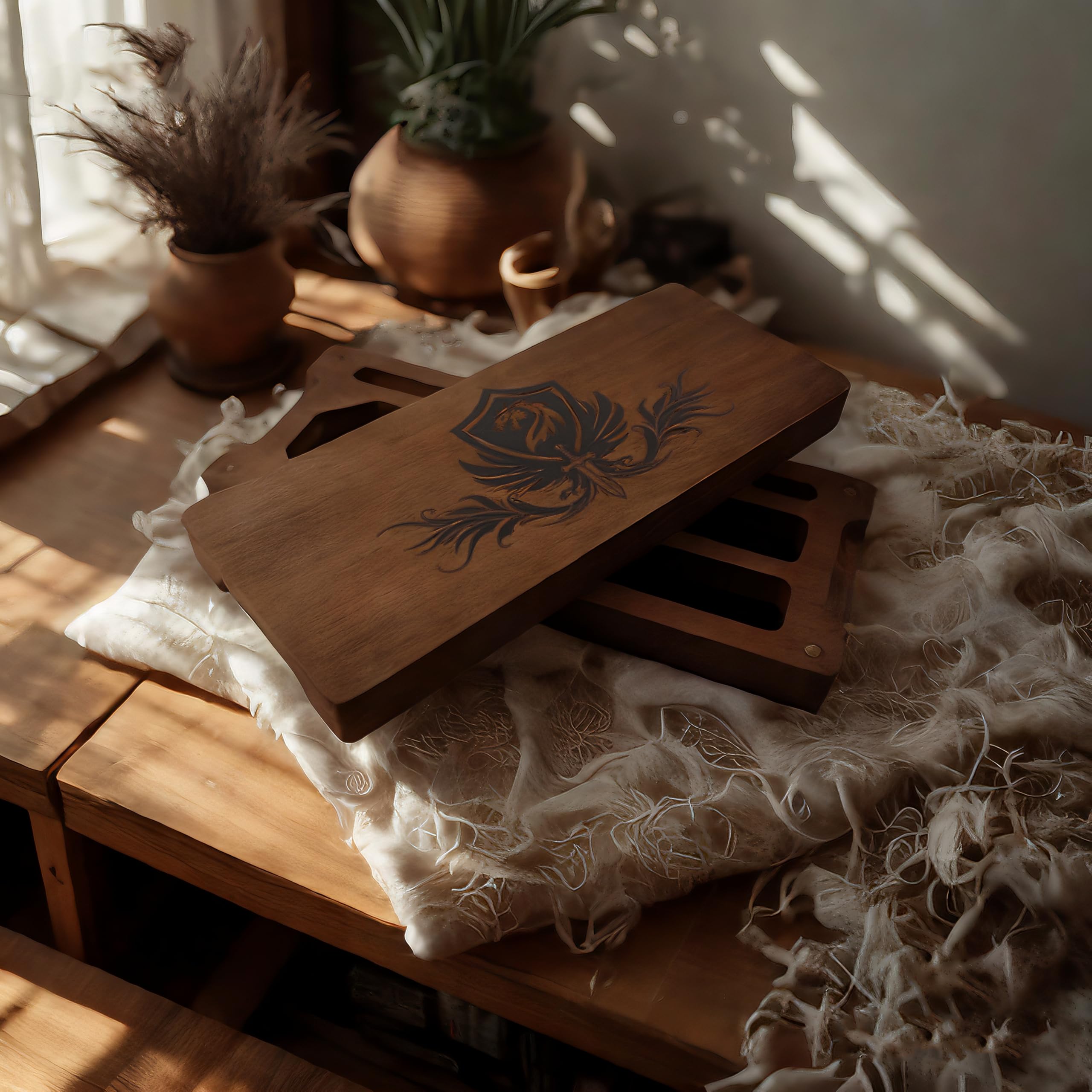Boîte à dés DND en bois de 24,1 x 10,2 cm - Plateau à dés de voyage avec couvercle magnétique doublé en feutre - Accessoires Donjons et Dragons