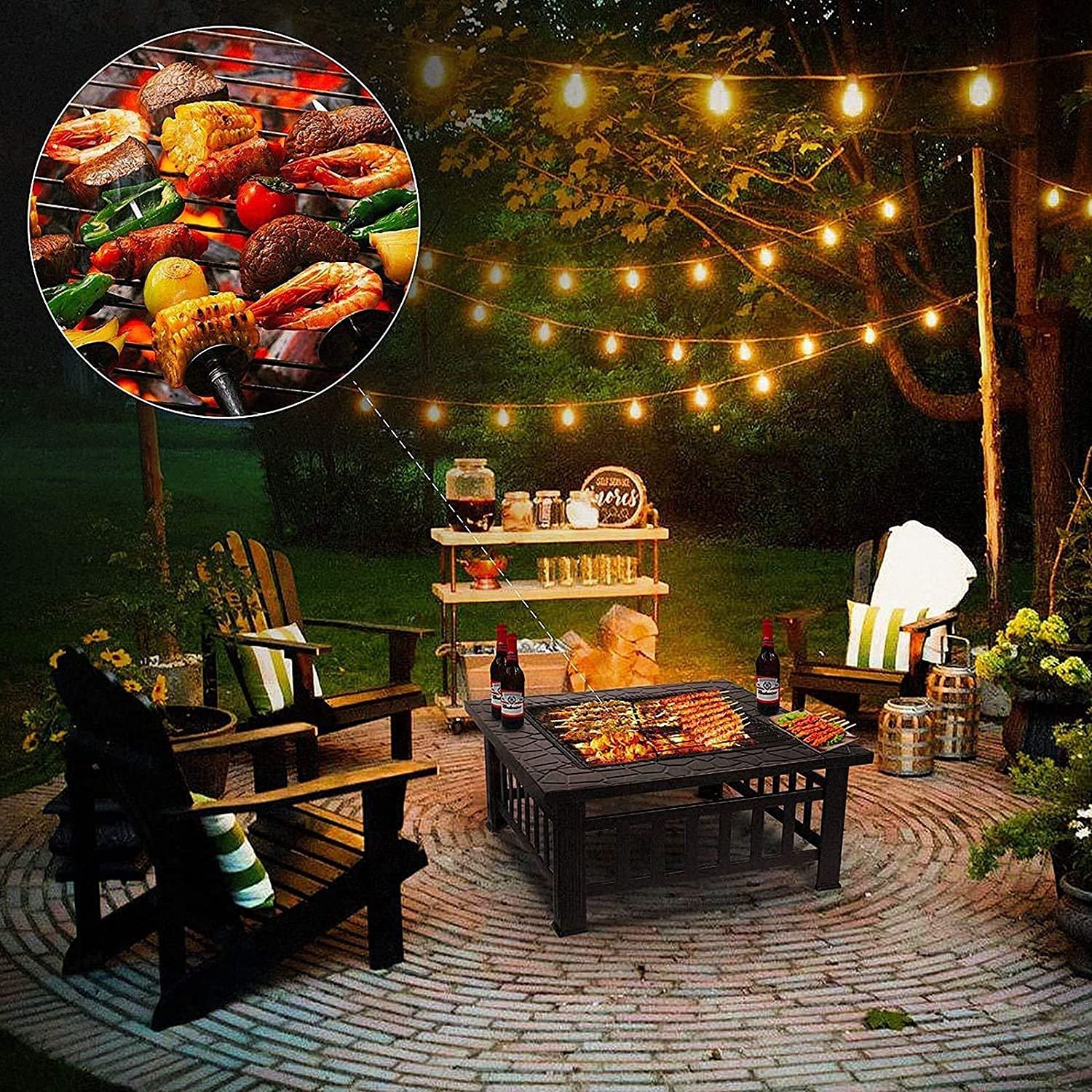 Braciere da Giardino Caminetto per Esterno, Ciotola Pozzo del Fuoco all’Aperto per Riscaldamento O Barbecue Terrazza, 32Inch Braciere da Esterno Adatto per Giardino, Terrazz