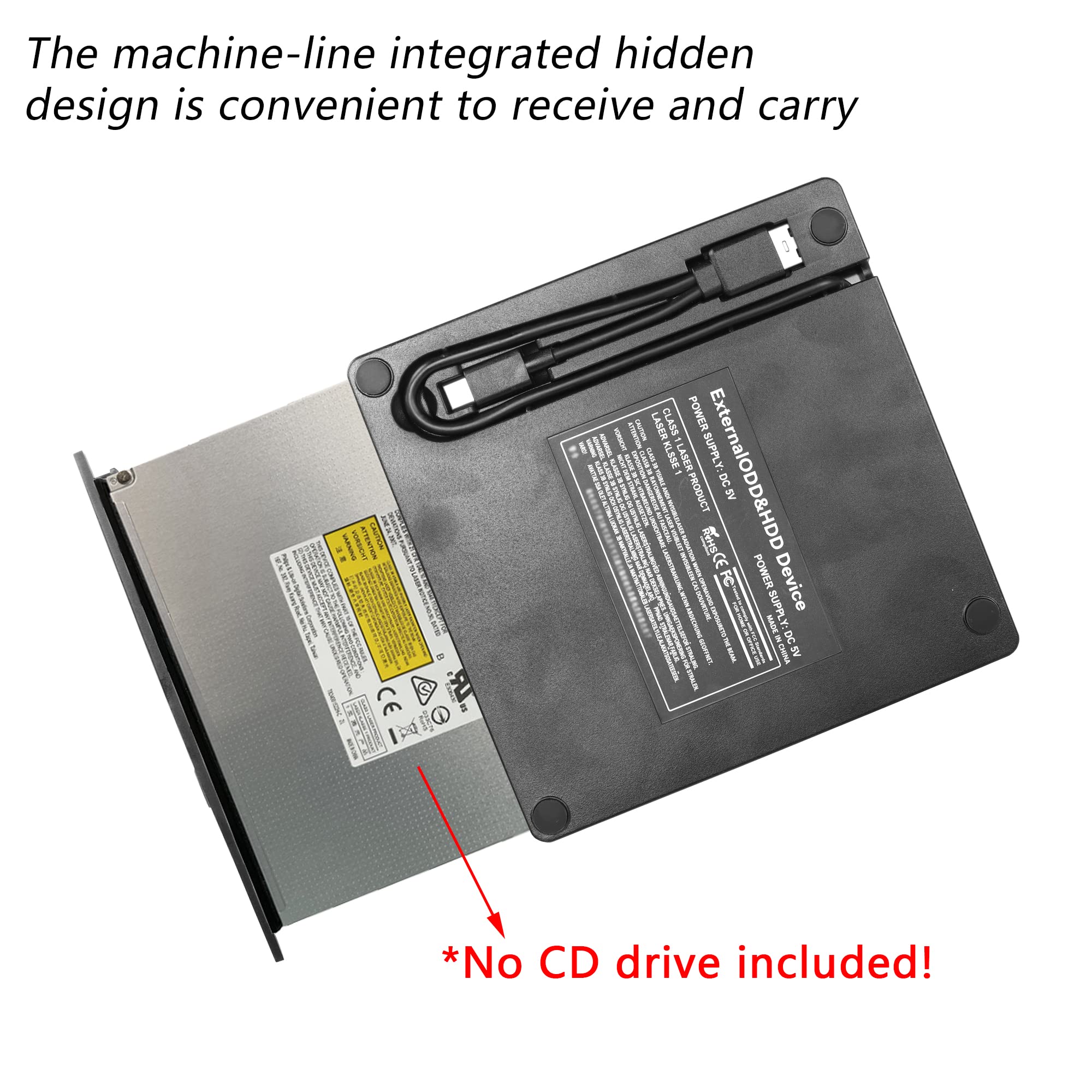 YAODHAOD Zewnętrzny zestaw napędu CD, interfejs USB 3.0, przenośny, komputer, uniwersalny mobilny napęd optyczny, kup zewnętrzny napęd optyczny za pomocą przenośnego notebooka (12,7 mm)