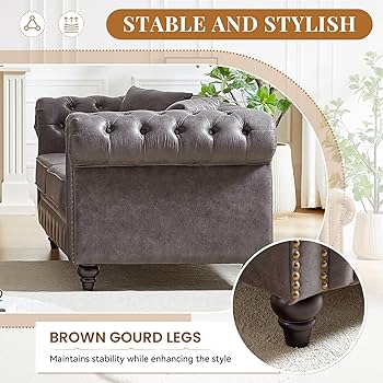 ピース　チェスターフィールド　アメリカ Amazon.com: Modern Chesterfield Sofa Couch, 85.5-inch Tech