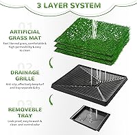 Vista 29 de Almohadilla de césped para perros con bandeja, 25 x 20 pulgadas, almohadilla de césped artificial para entrenamiento de cachorros, inodoro portátil