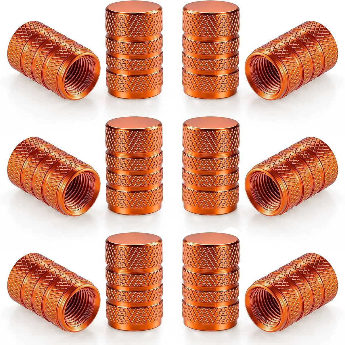 12 tapas de válvula de neumático, accesorios exteriores de coche, cubierta de válvula de aleación de aluminio universal para coches, camiones, motocicletas y bicicletas (naranja)