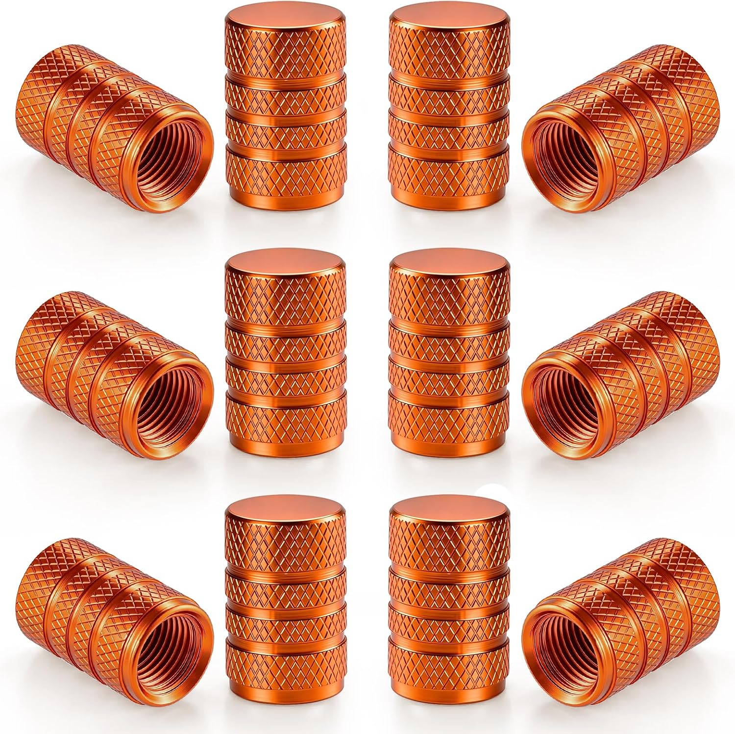 SINGARO 12PCS Tire Valve Stem Caps Aluminum Orange Universal