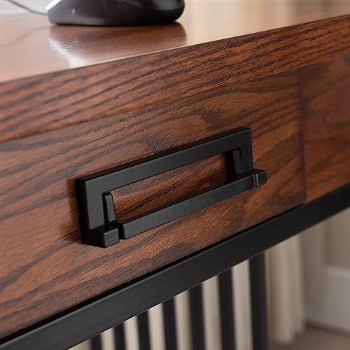 Miniatura 37 de Leick Home 214338 Empiria Mesa consola de madera con marco de metal para sala de estar, entrada, dormitorio, gris Negro lavado,Gris,Mission