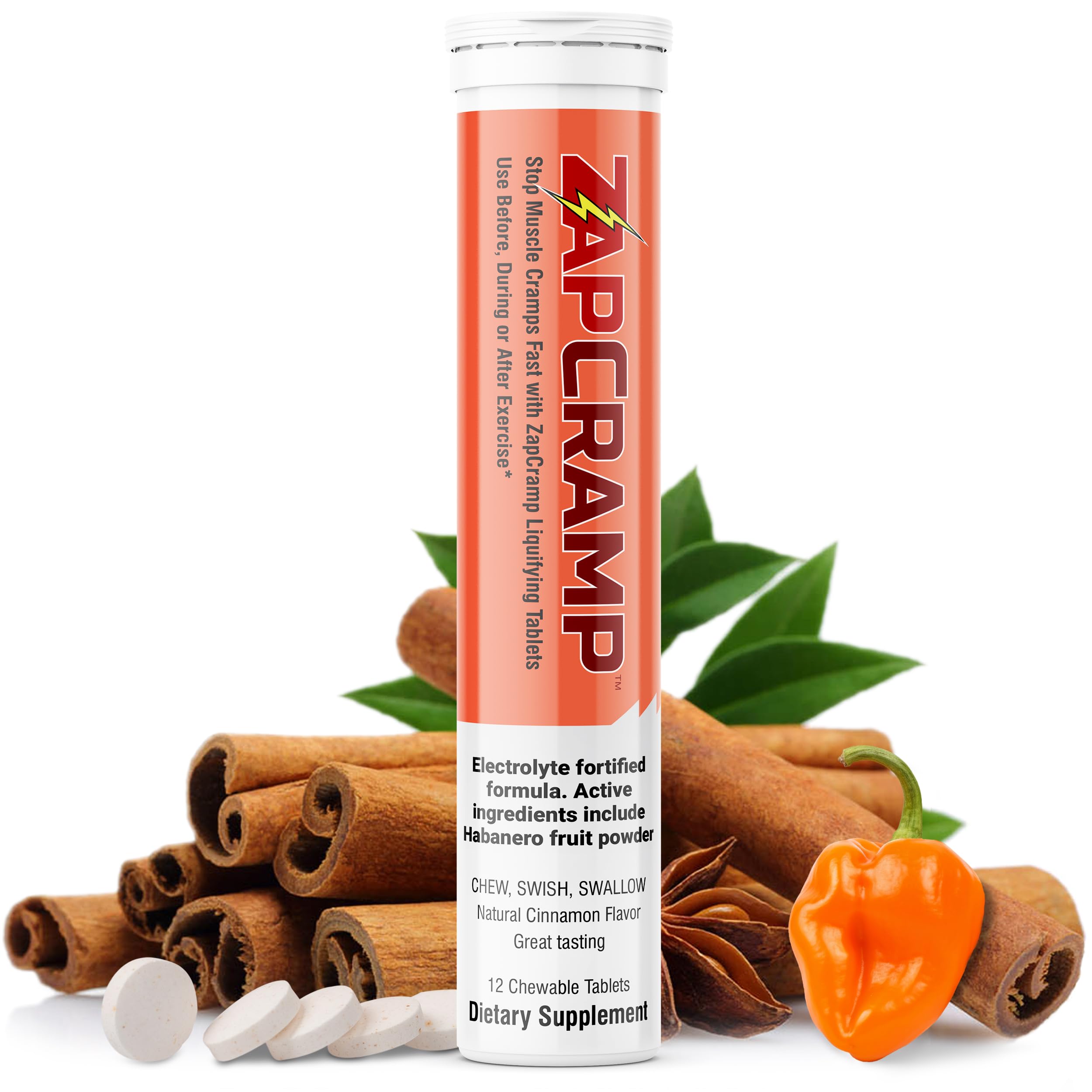 Stop Muscle Cramps Fast with Capsaicin from Habanero Fruit Powder Liquifying Chewable Tablets with Electrolytes for Body and