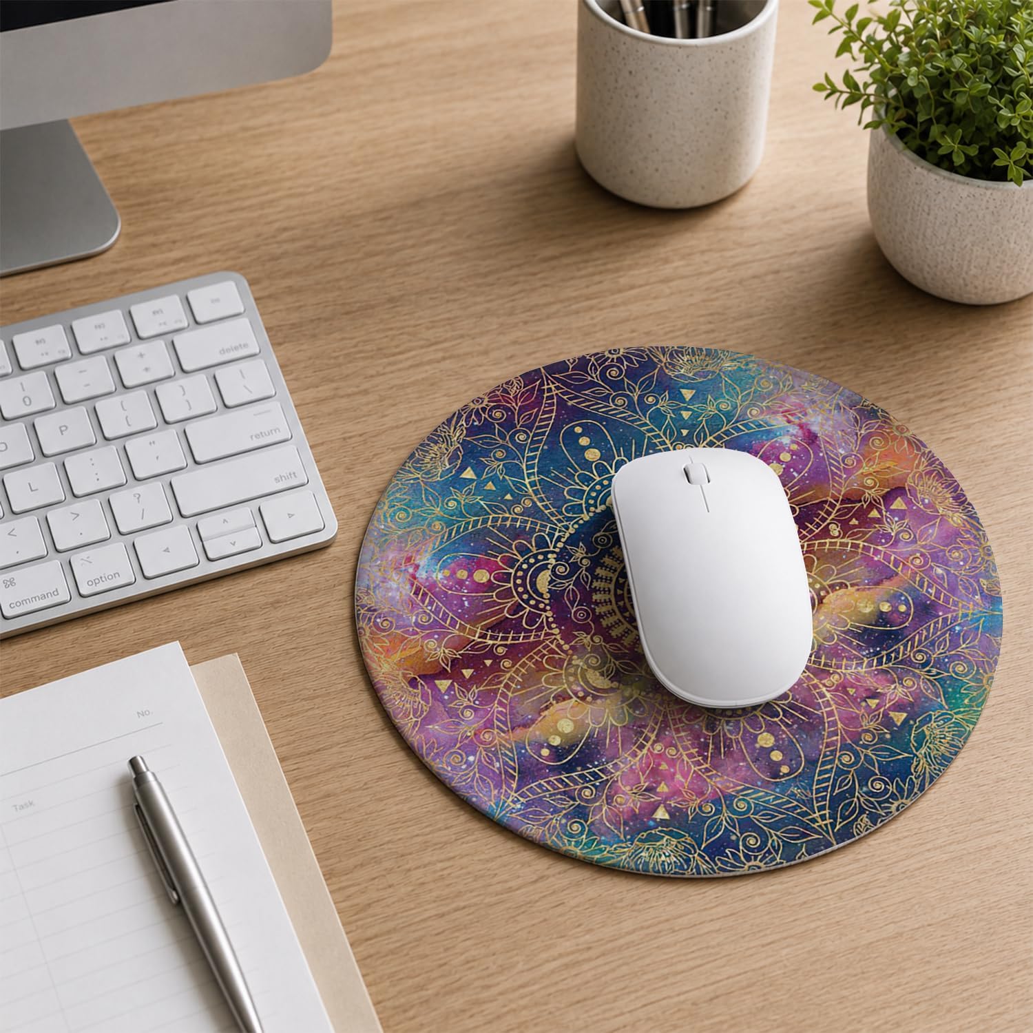 QIYUHOY Pretty Mandala Round Mouse Pad, 7.9x7.9 Inch image 2