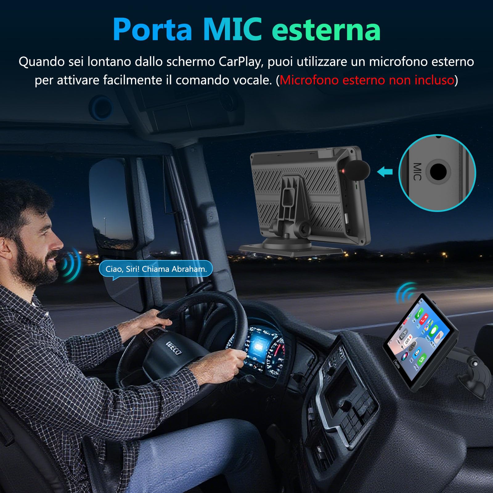 Schermo Carplay portatile, Carpuride V3R Wireless Airplay&Android Auto, schermo touchscreen HD da 7 pollici 1080P con telecamera di retromarcia reale 720P/BT 5.0/Mirror Link/riproduzione USB