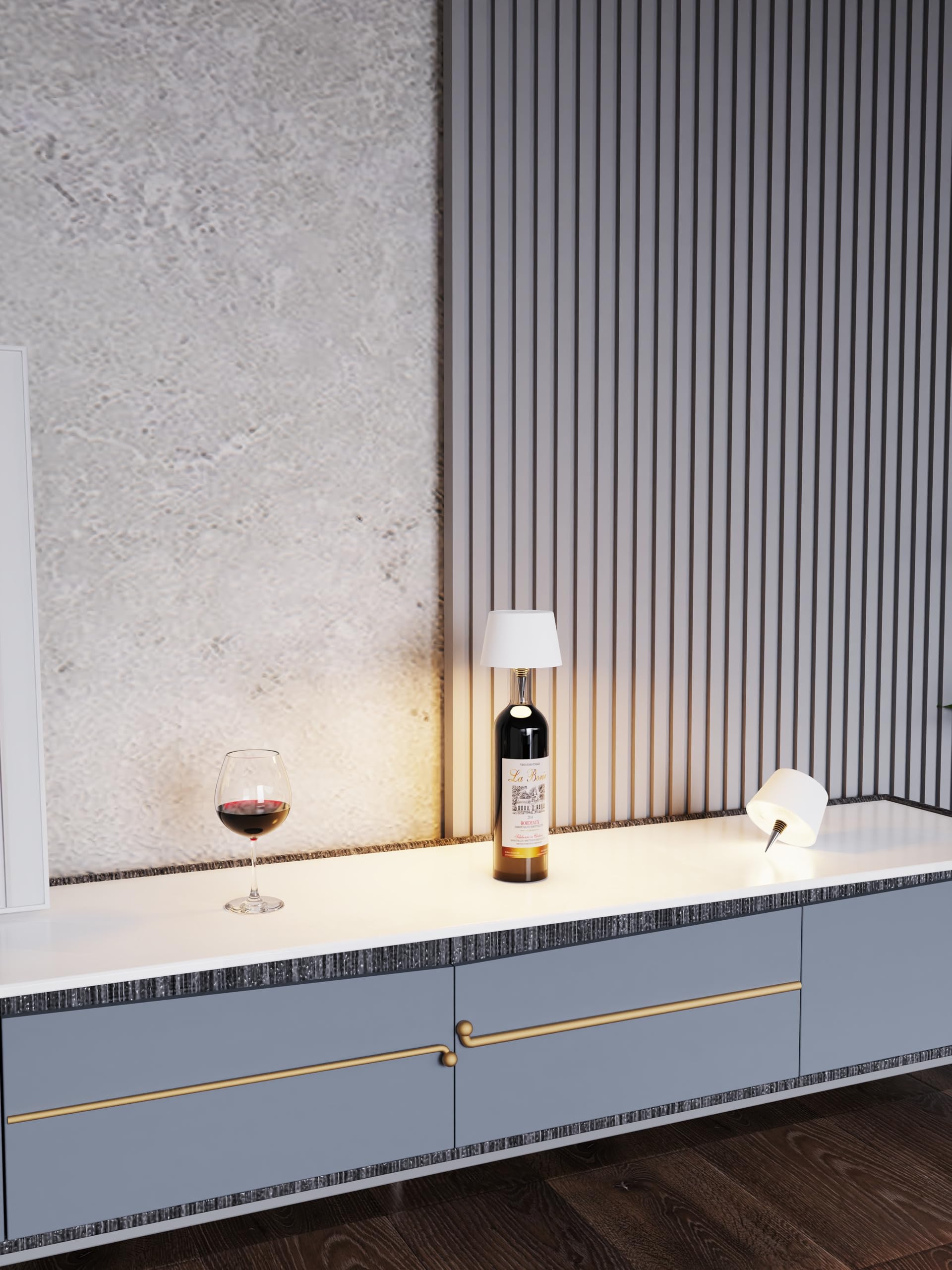 MU LIN lampada bottiglia ricaricabile,lampada da tavolo senza fili,Controllo Touch da 3 Modalita Temperatura di Colore, Dimmerabile, per Soggiorno, Ristorante