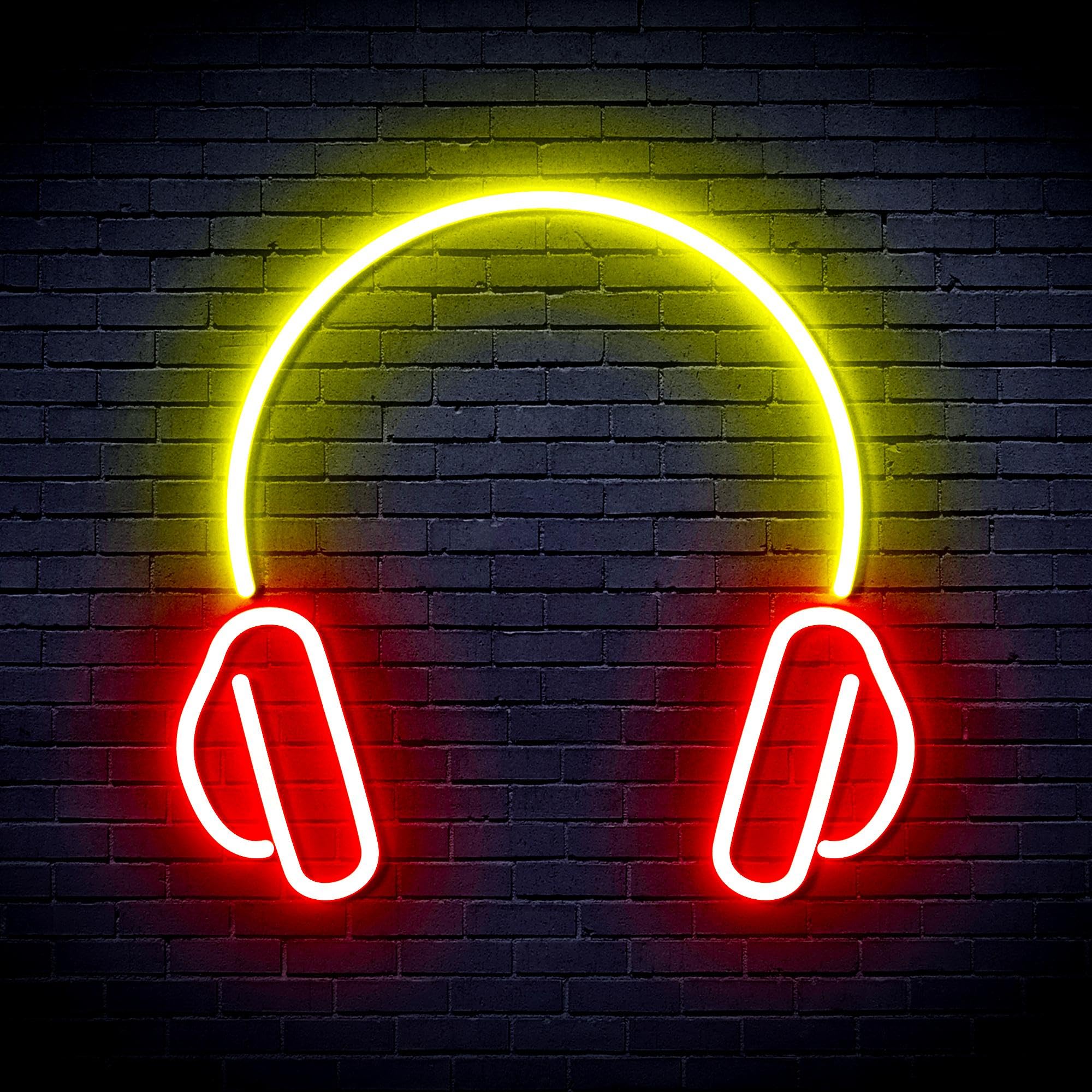 ADVPRO Headphone Flex Silicone LED Neon Sign - Red & Yellow - st16s66-fnu0033-ry