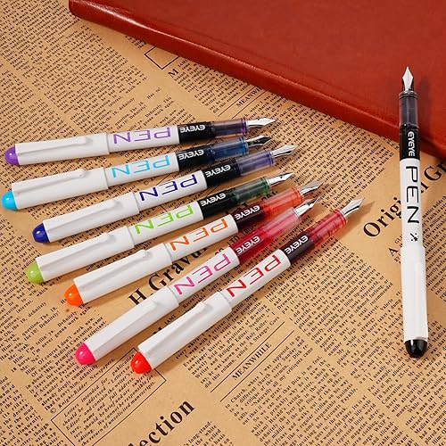 Vista 9 de EYEYE Bolígrafos estilográficos desechables de punta fina, paquete de 8 bolígrafos negros para escribir, punta de acero inoxidable, escritura suave