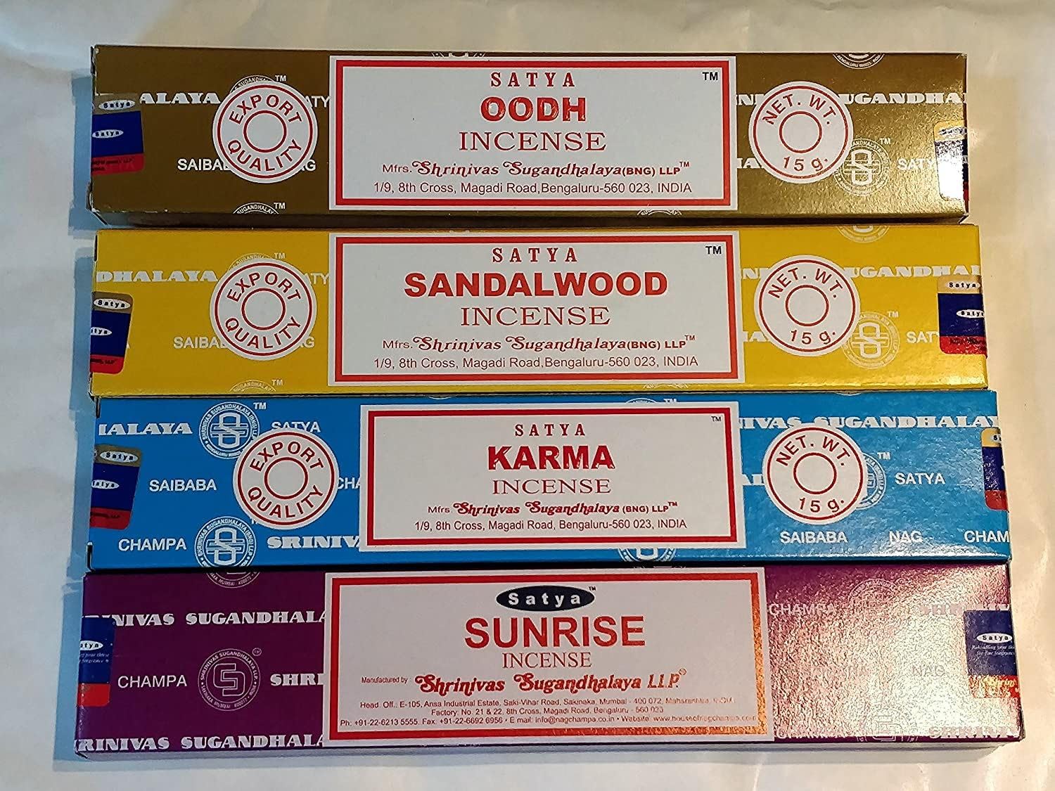 Giftlocaluk Multicolor Satya Nag Champa Incense Sticks - Karma, Sunrise, Oodh, Sandalwood, Set Of 4