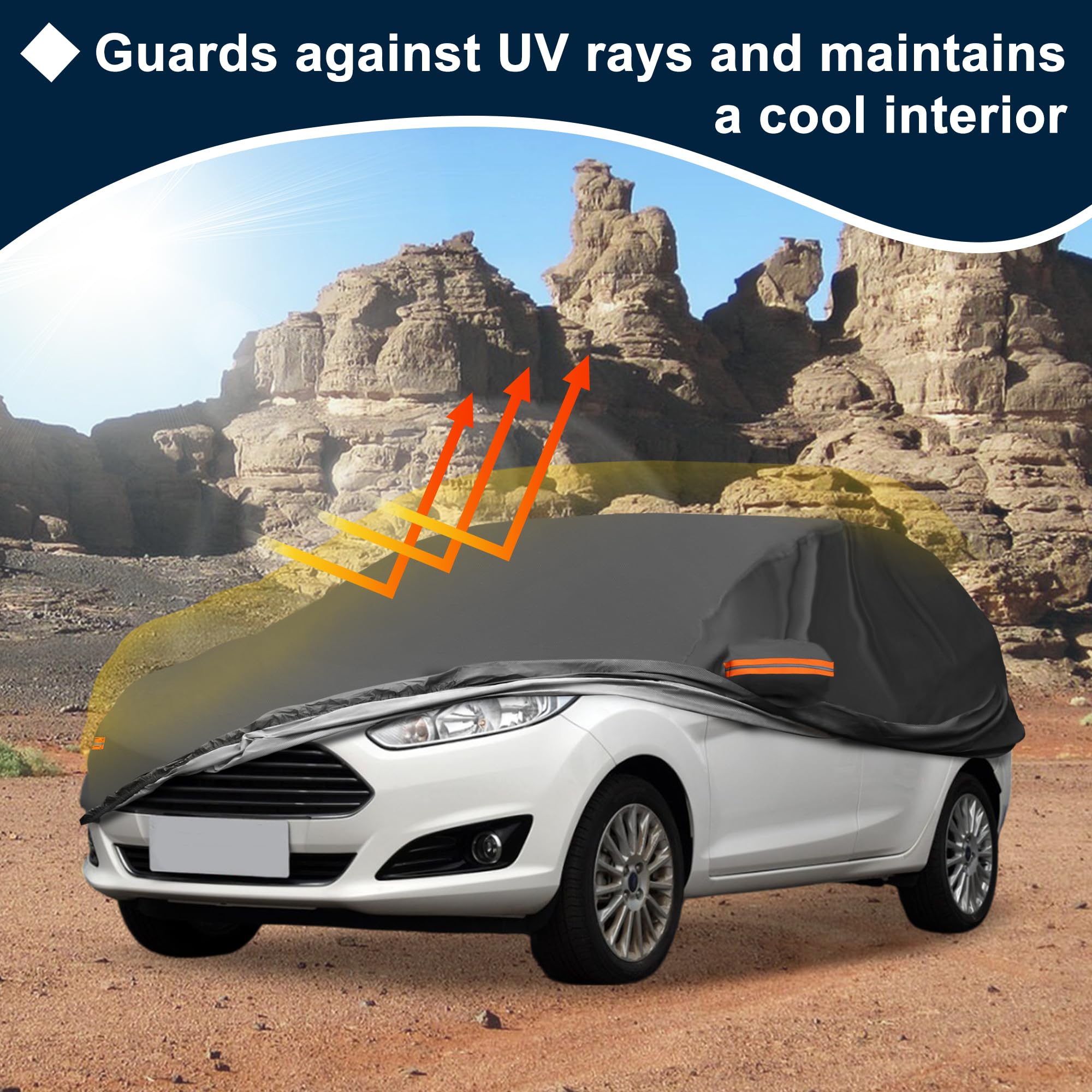 ATOCOVER Car Cover Waterproof Custom Fit for Ford Fiesta Notchback 2008-2022 All Weather for Automobiles Outdoor Snow Sun — view 3