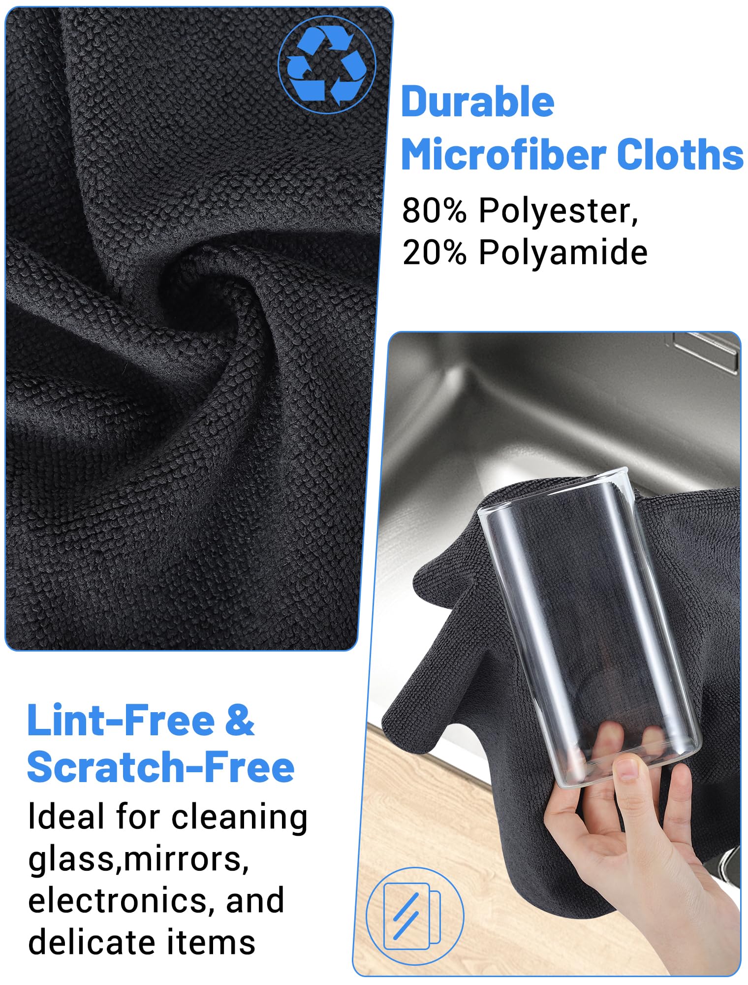 Microfiber Cloth Rolls 40 Units, 30x30cm Reusable Microfiber Cloths, Microfiber Cloth Rolls for Home and Kitchen Cleaning, Removable Cloths, Grey — view 4