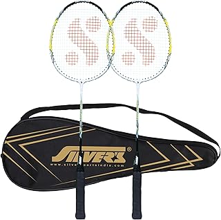 Silver's Aluminium Defender Badminton Kit (2 Racquets with Full Cover)(Yellow/White) Price In India