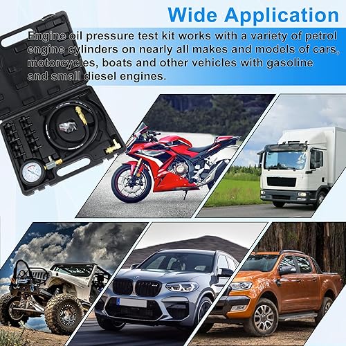 Miniatura 8 de JoyFans Herramienta probadora de presión de aceite, kit de medidor de presión de aceite de 0-140PSI para sistema de combustible, sensor mecánico,