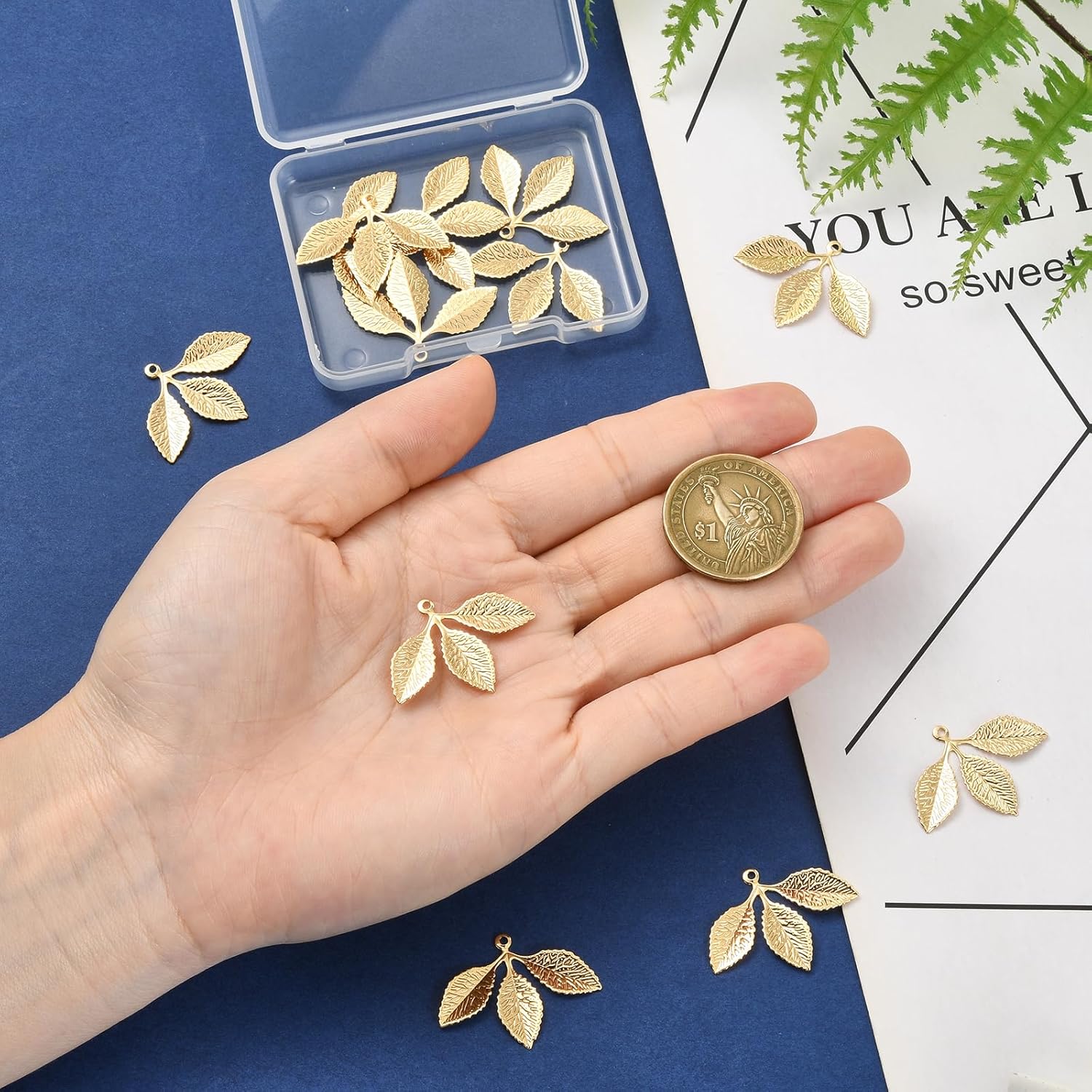 15Pcs Tree Leaf Charms for Jewelry Making 18K Gold Plated Charms Bulk Cute Brass Leaves Pendants for Bracelet Necklace Earring Keychain DIY Supplies - Image 3