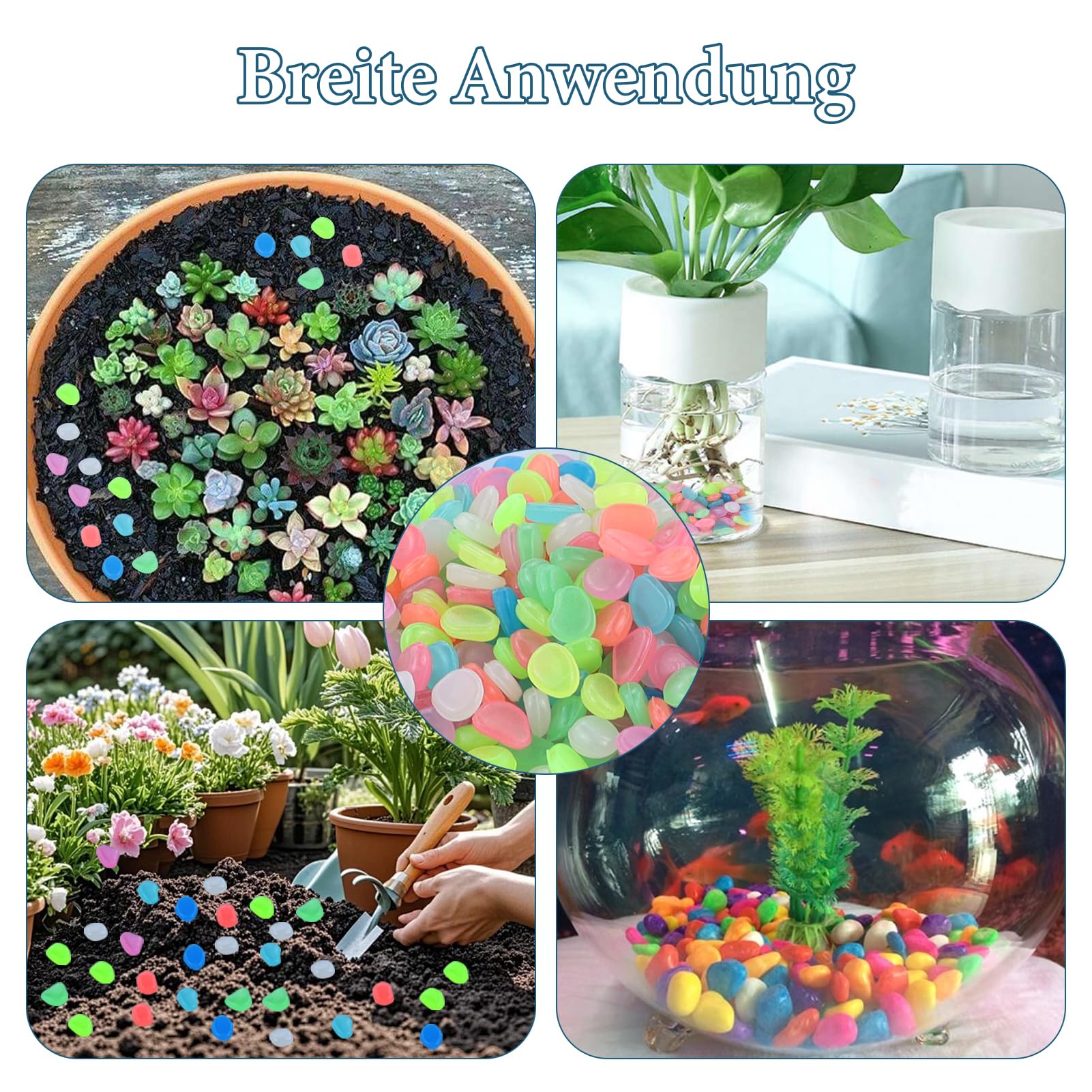 550 Pezzi Pietre Luminose da Giardino, Pietre da Giardino Luminosi,Pietre Rocce Colorate Decorazione per cameretta dei bambini, balcone