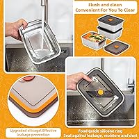 Vista 4 de 2 recipientes de acero inoxidable para almacenamiento de alimentos (33 onzas) con tapas, a prueba de fugas y herméticos, recipientes de acero