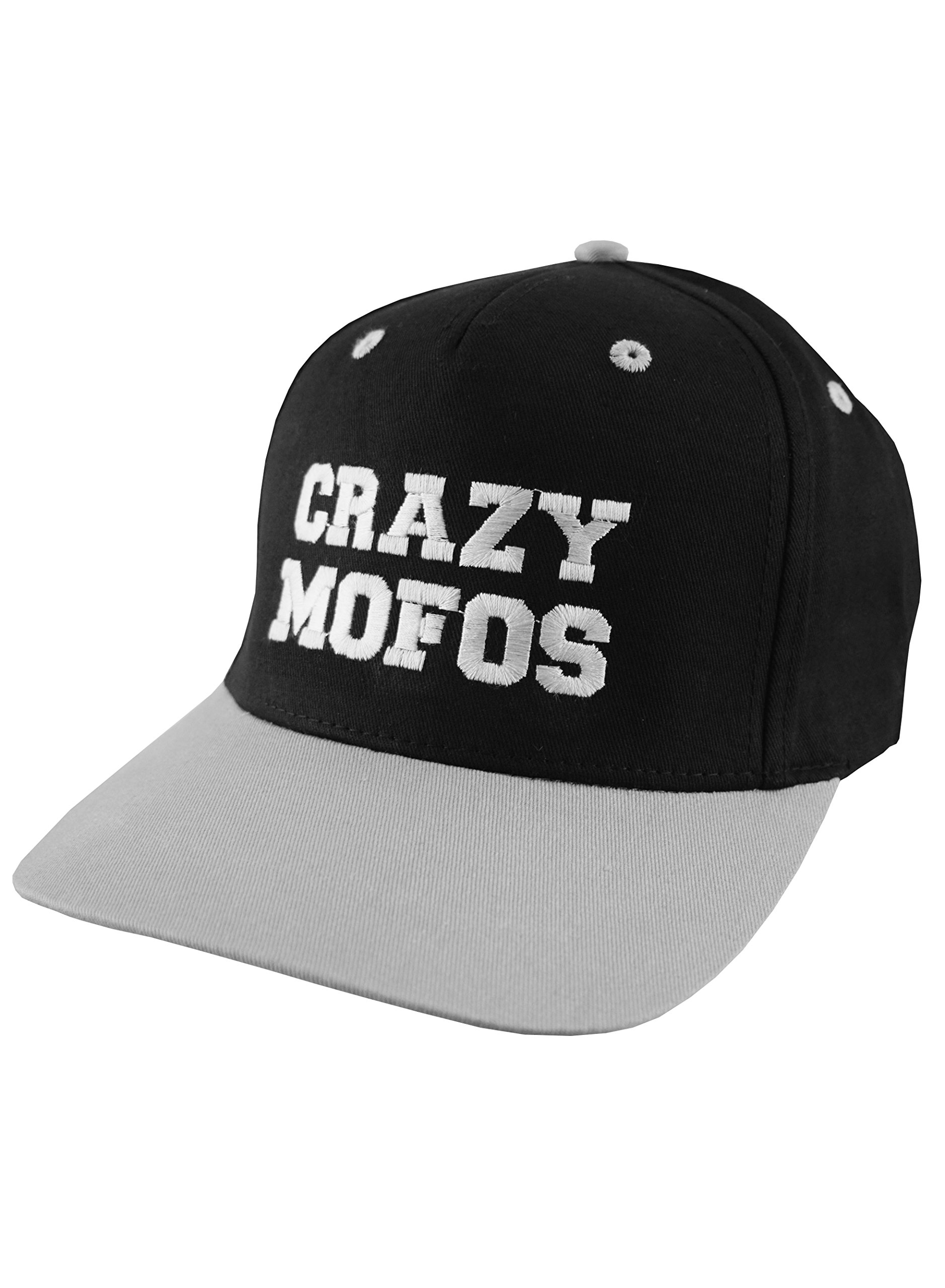 Crazy Mofo Grey and Black Embroidered Snap Back Cap Funny Slogan Baseball Cap