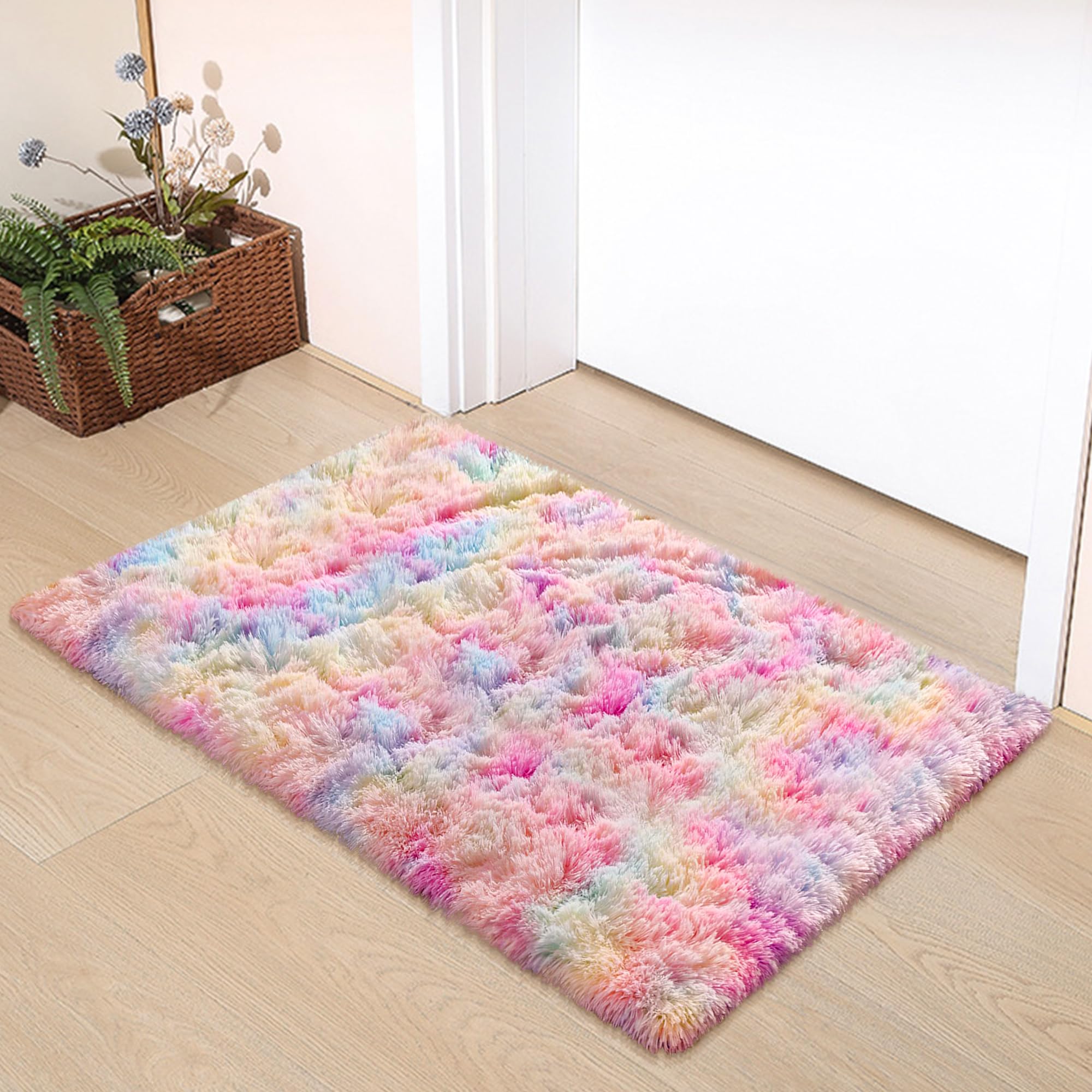 2x3 Small Area Rug Unicorn Rainbow Rugs for Girls Bedroom Soft Fluffy Shag Fuzzy Pink Carpet Princess Rug for Girls Kids Toddler Room Nursery Home Decor Throw Rugs Indoor Inside Front Mat