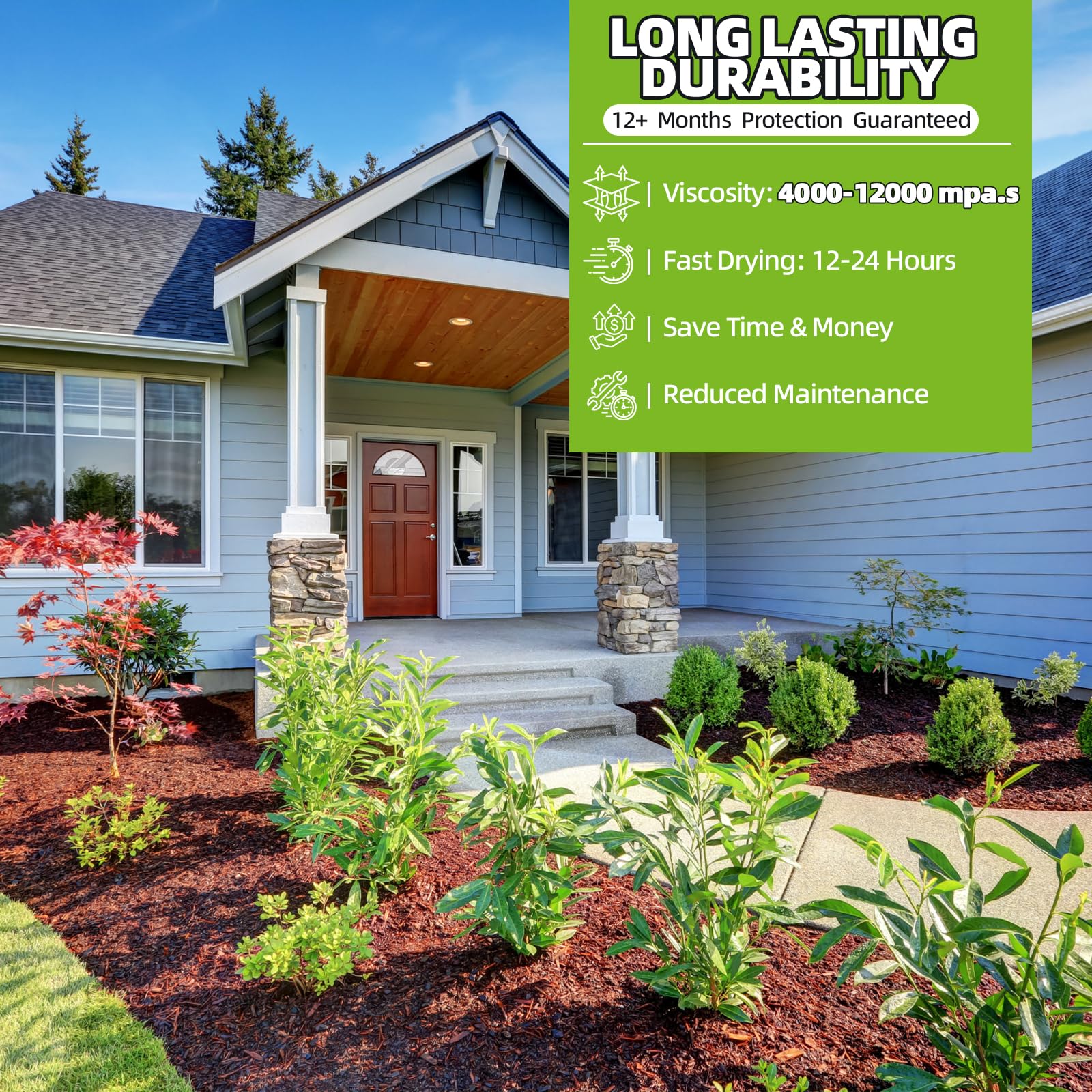 Shabebe Mulch Glue for Landscaping, 1.3 Gallon High-Concentration Rock Glue, Gravel Binder with Ultra-Stick Grip, Covers 3X More Area for Pea Gravel, Mulch & Pebbles, Long-Lasting & Non-Toxic - 5