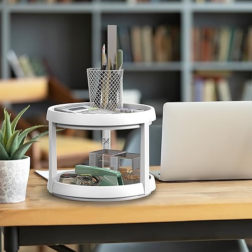 Miniatura 3 de Simple Houseware Plataforma giratoria de 2 niveles Lazy Susan organizador multifuncional, arce