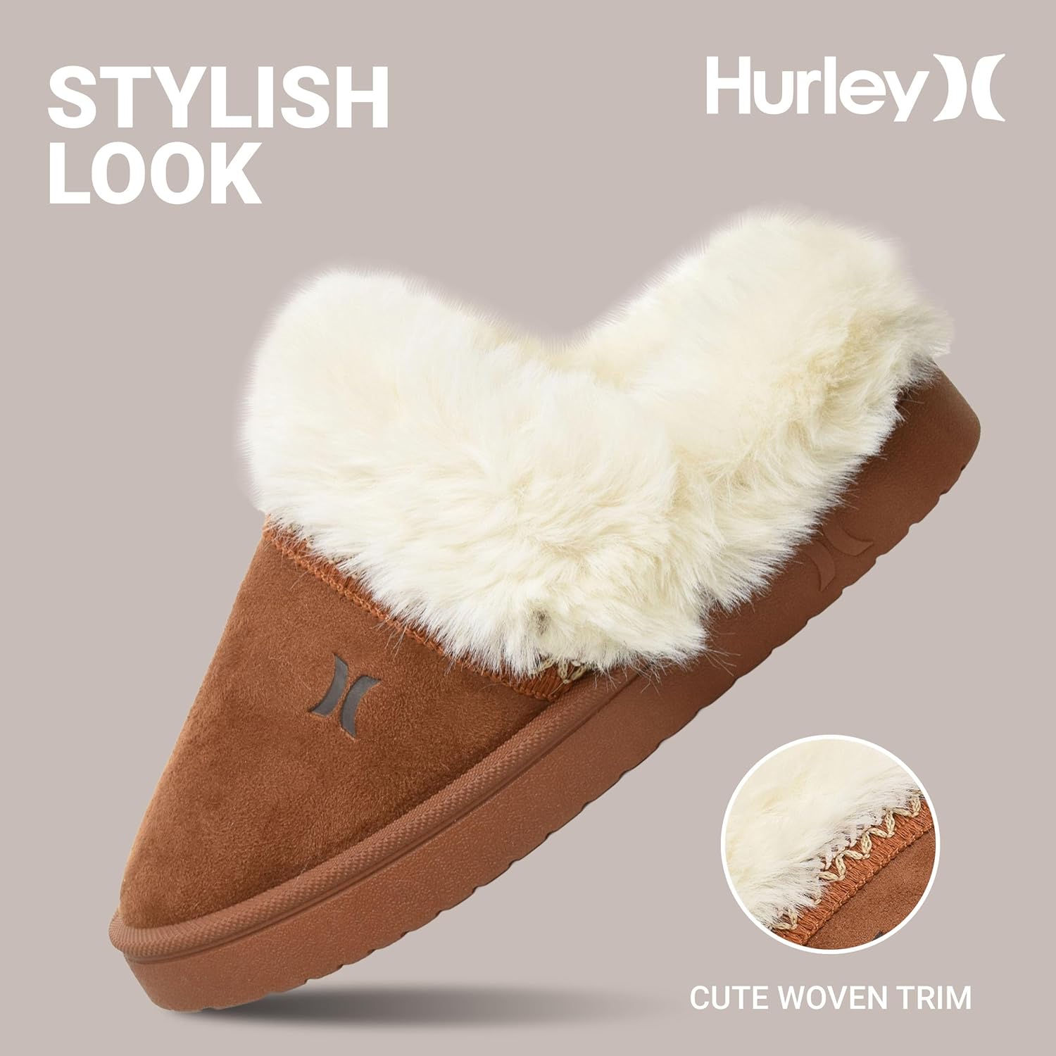 Hurley Kids Kimmie House Slippers for Kids, Faux Fur Lined Clog Slippers for Girls and Boys, Comfy House Shoes with Rubber Sole - Image 4