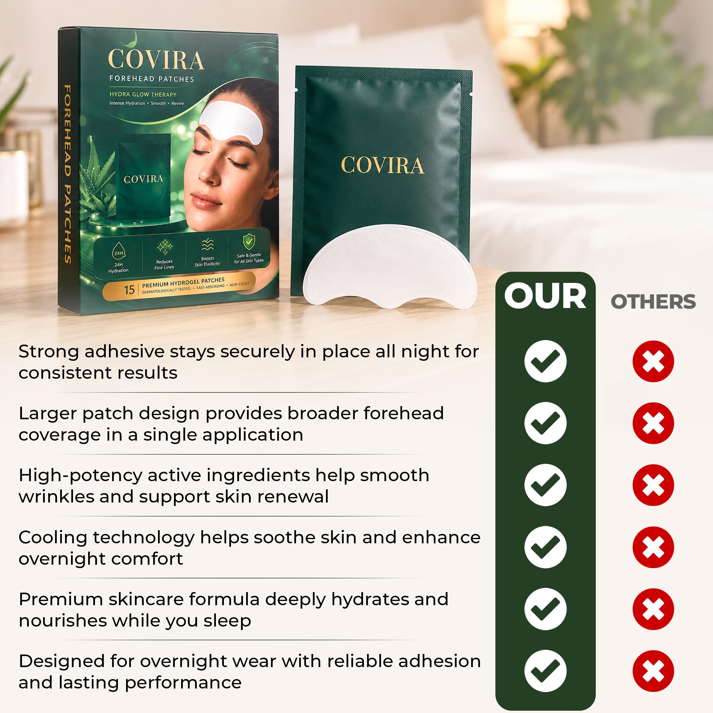 Premium15 Advanced Forehead Wrinkle Patches with Collagen and Vitamins C & E