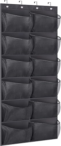 Miniatura 8 de KIMBORA 12 bolsillos grandes de malla sobre la puerta, organizador de zapatos para armario, zapatero colgante para puerta, colgador de zapatos,
