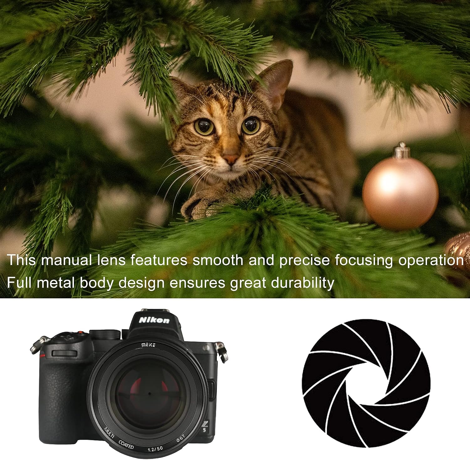Meike MK-50mm F1.2 lens mounted on a Nikon Z series camera.