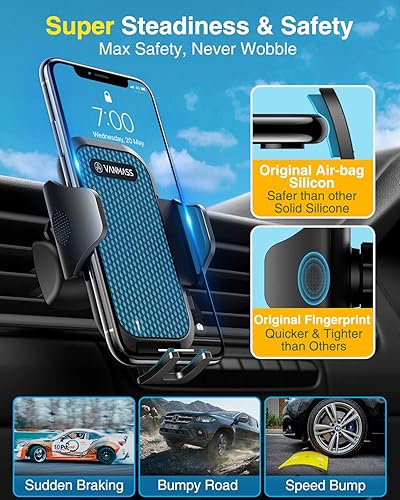 Miniatura 30 de VANMASS - Soporte universal para teléfono para automóvil, con ventosa superventosa, soporte para teléfono, manos libres, parabrisas y ventilación
