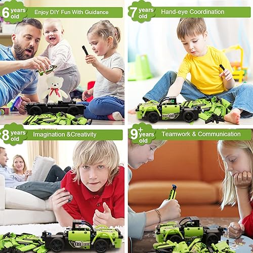 Miniatura 8 de Juguete de control remoto, el mejor regalo de cumpleaños para edades de 6, 7, 8, 9, 10, 11, 12 años, niños y niñas, 2 en 1, bloques de construcción