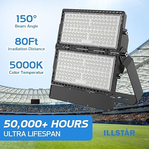 Miniatura 3 de ILLSTAR Luces LED de estadio de 600 W, 90000 lúmenes, luz de inundación LED súper brillante al aire libre para arena, patio trasero