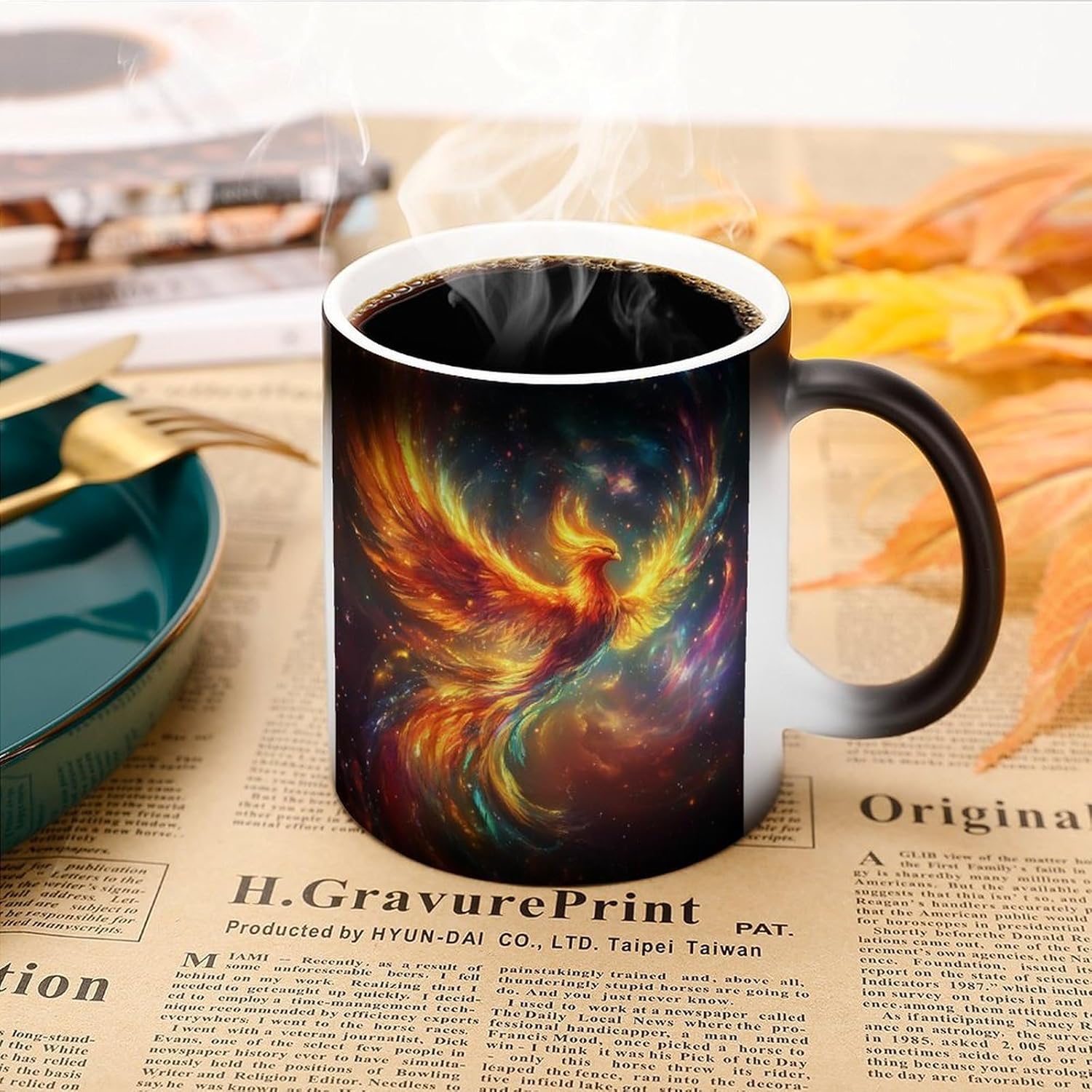 Phoenixs-Flying Funny Color Changing Coffee Mug Ceramic Magic Cup Personalized Discoloration Tea Mugs