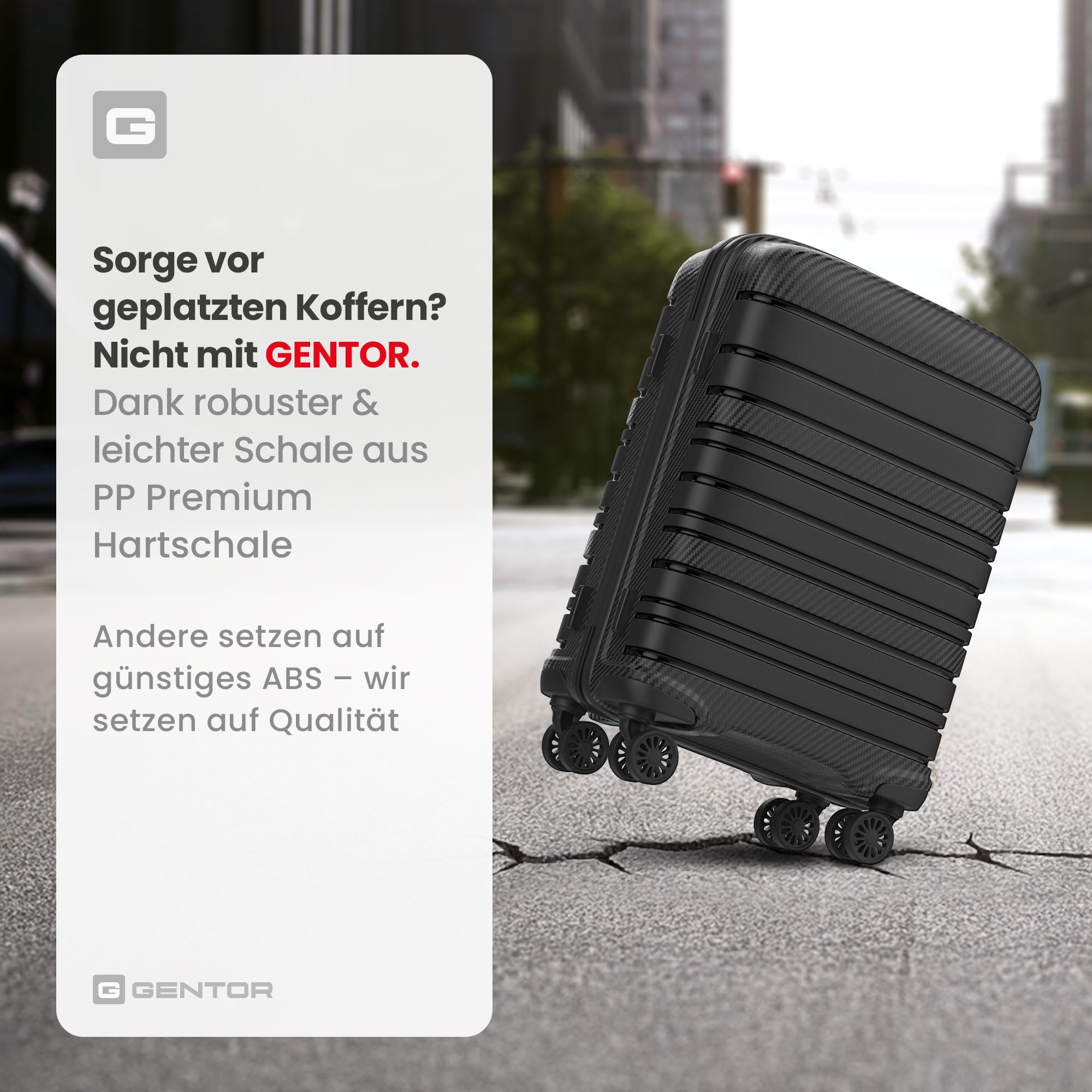 GENTOR Reisekoffer groß XL mit Rollen – Hartschalenkoffer 74x49x29 cm – Trolley Koffer mit TSA-Schloss, 4 Leise Rollen, Stabil & Leicht – Rollkoffer für Aufgabegepäck & Urlaub (Schwarz)